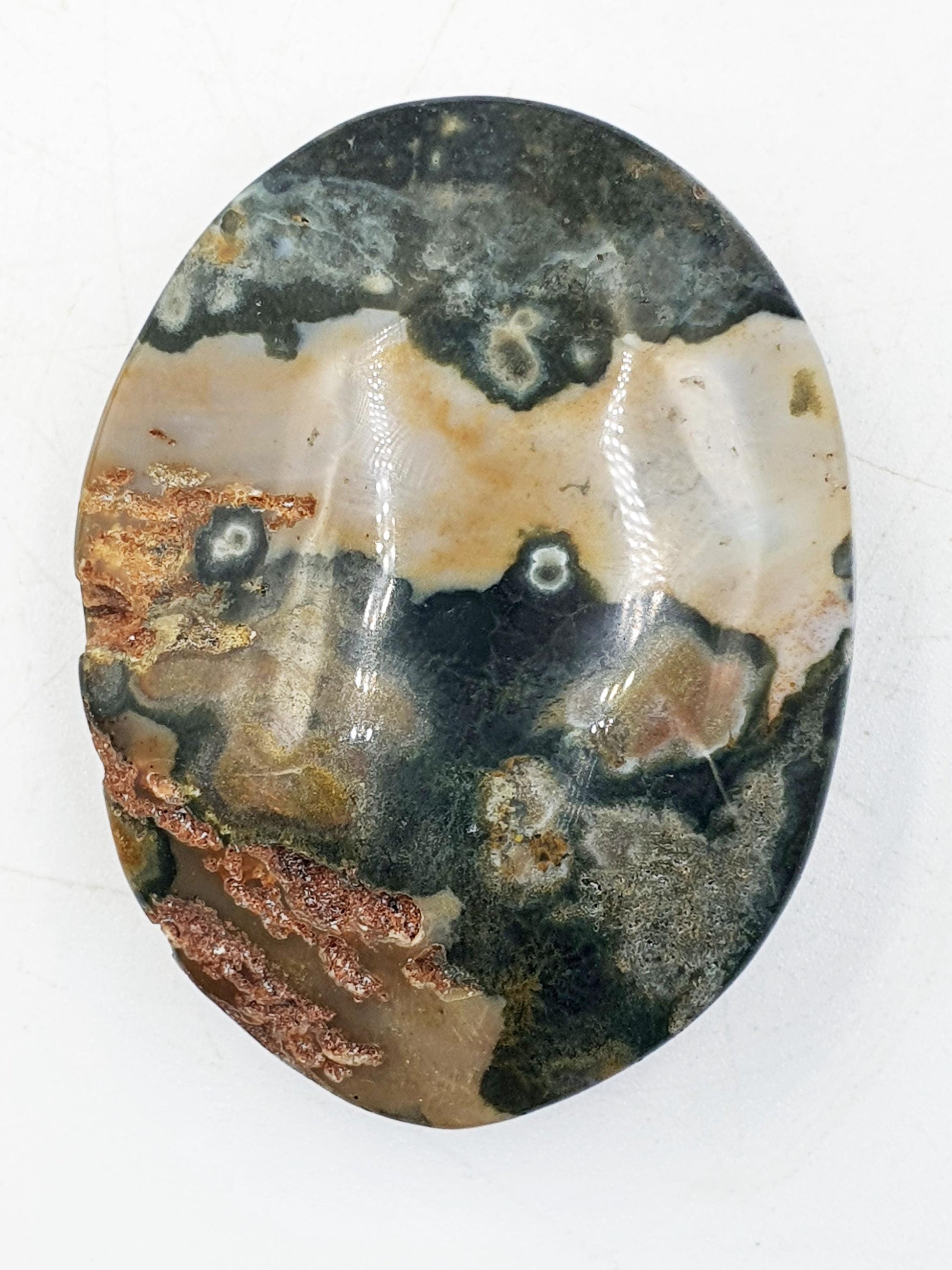 Beautiful Orbicular Ocean Jasper Palm / Orbicular OJ Palm Stone / High Grade OJ Palm / OJ Collectors Crystal - 65g