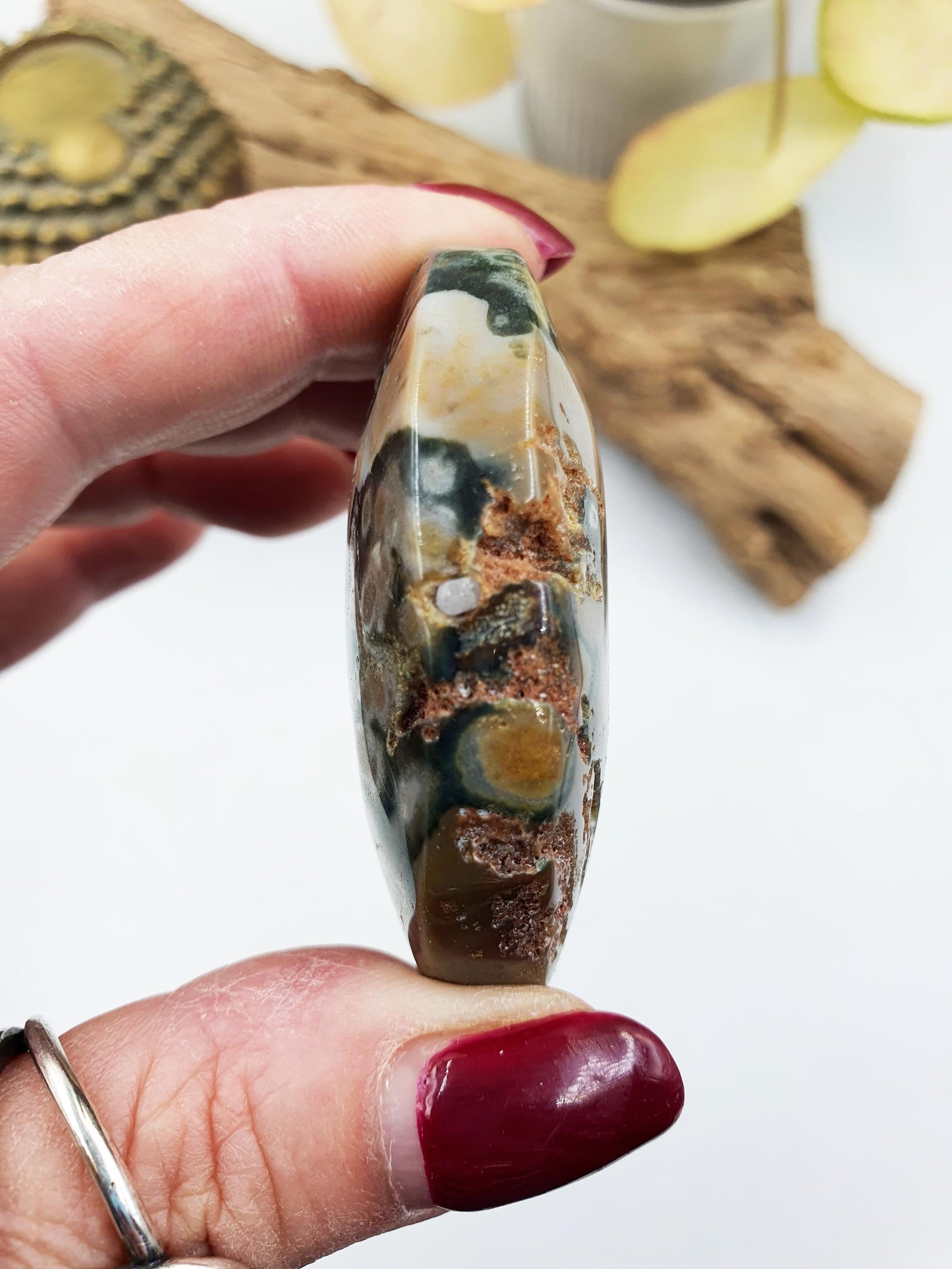 Beautiful Orbicular Ocean Jasper Palm / Orbicular OJ Palm Stone / High Grade OJ Palm / OJ Collectors Crystal - 65g