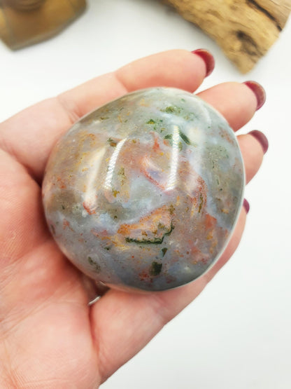 Beautiful Colourful Ocean Jasper Palm / Ocean Jasper Palm stone / OJ Palm / Pocket Crystal / Meditation Palm / Reiki Crystal Palm - 130g