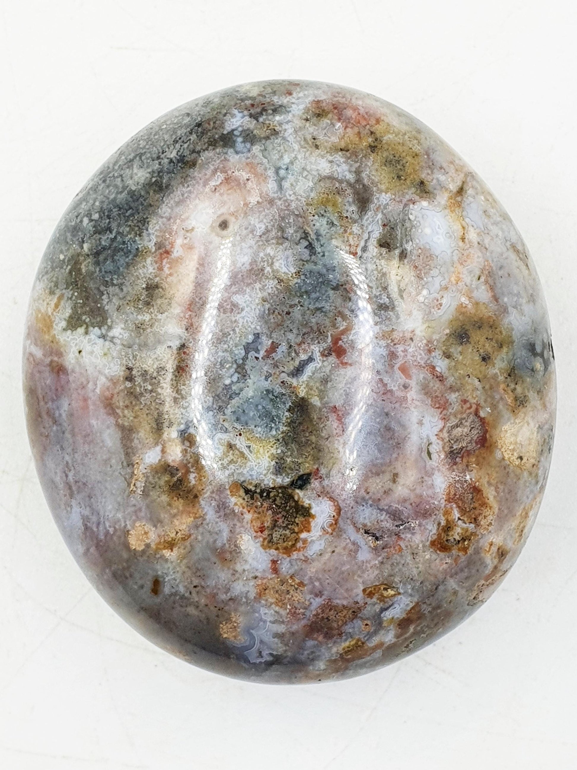 Large Round Ocean Jasper Palm / Ocean Jasper Palm stone / OJ Palm / Meditation Palm / Reiki Crystal Palm - 155g