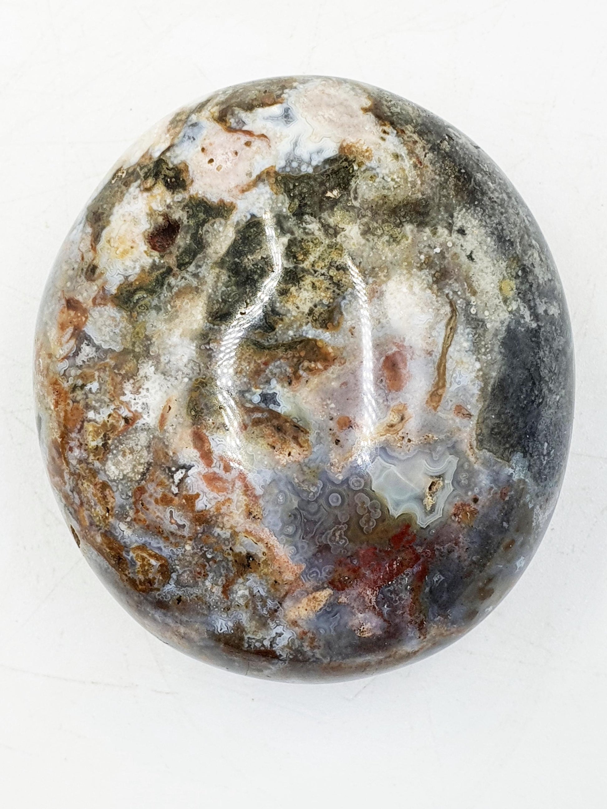 Large Round Ocean Jasper Palm / Ocean Jasper Palm stone / OJ Palm / Meditation Palm / Reiki Crystal Palm - 155g