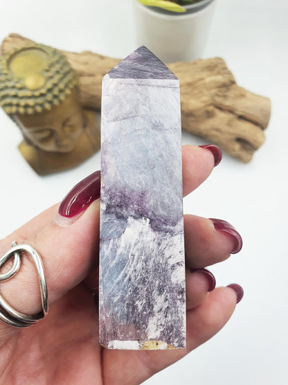 Flashy Purple Mica Point / Purple Mica Tower / Lepidolite Point / Purple Mica Obelisk / Healing Tower - 100g