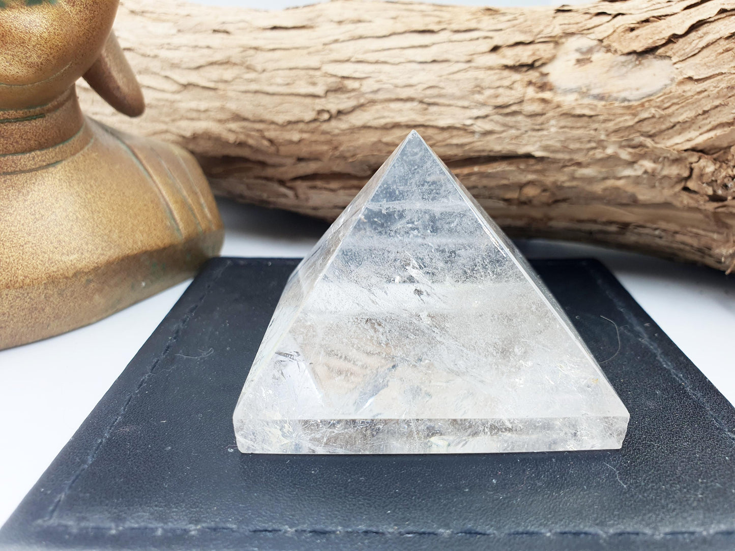Beautiful Clear Quartz Pyramid/ Clear Quartz Triangle / Clear Quartz Carving - 130g