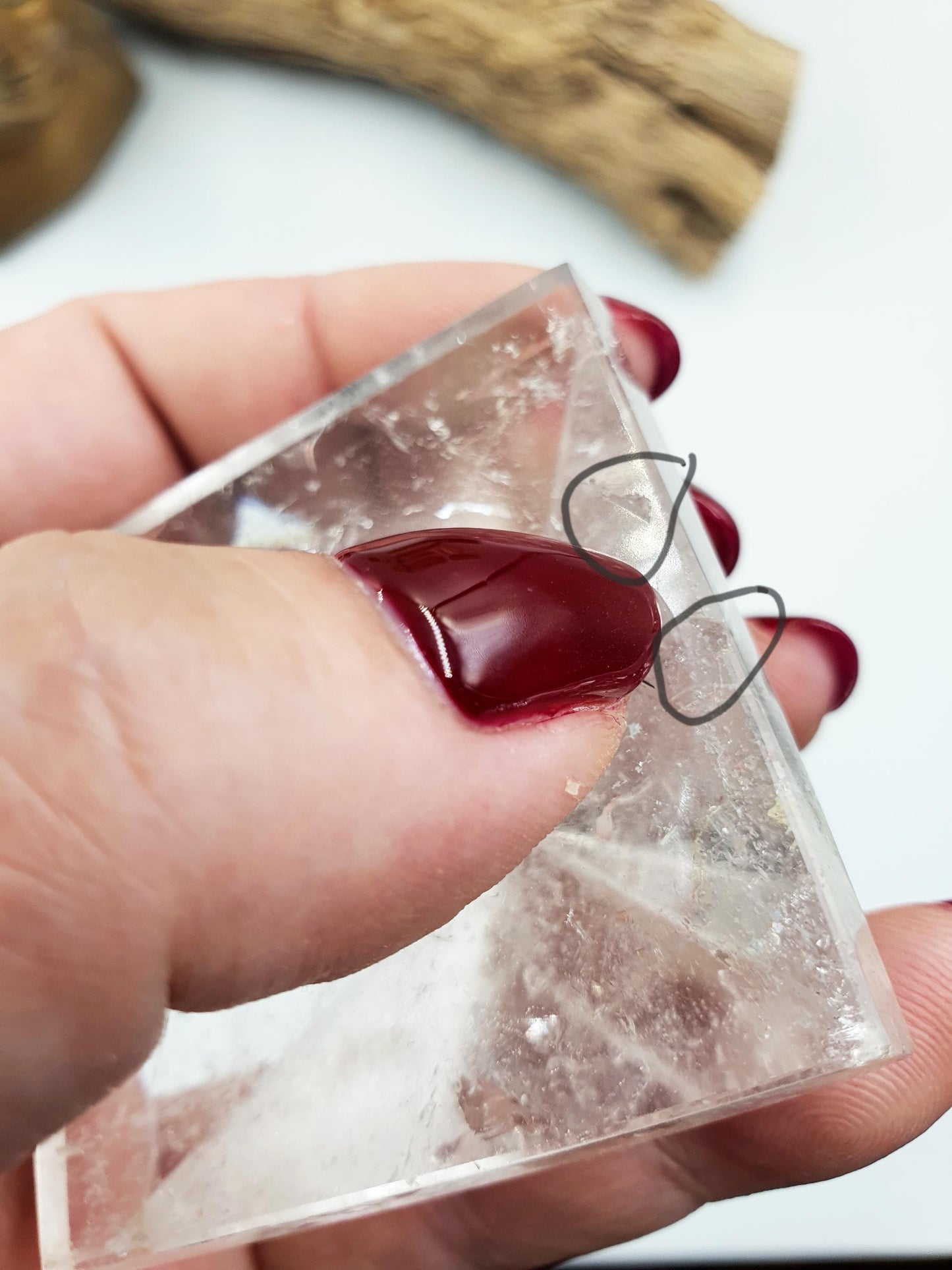 Beautiful Clear Quartz Pyramid/ Clear Quartz Triangle / Clear Quartz Carving - 130g