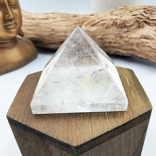 Beautiful Clear Quartz Pyramid/ Clear Quartz Triangle / Clear Quartz Carving - 130g