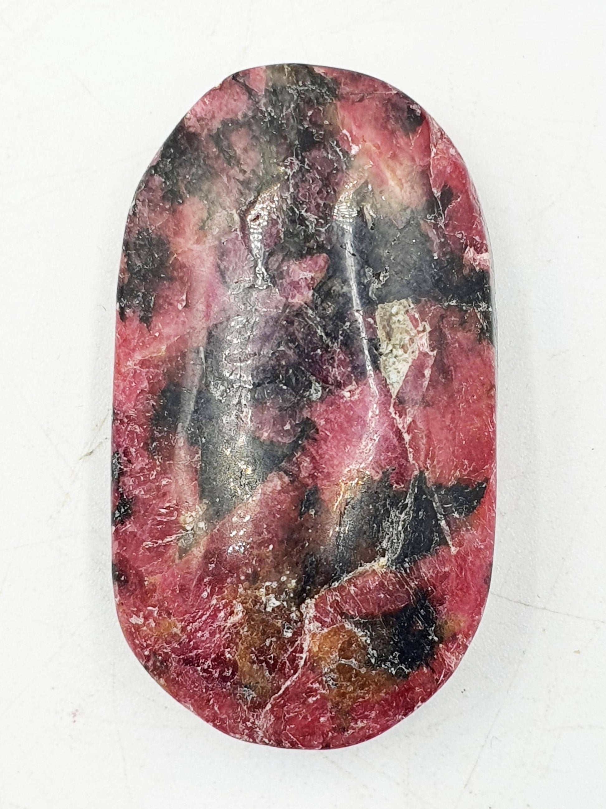 Rhodonite and Tourmaline Palmstone / Rhodonite and Tourmaline Palm / Meditation Palm / Reiki Crystal Palm- 44g