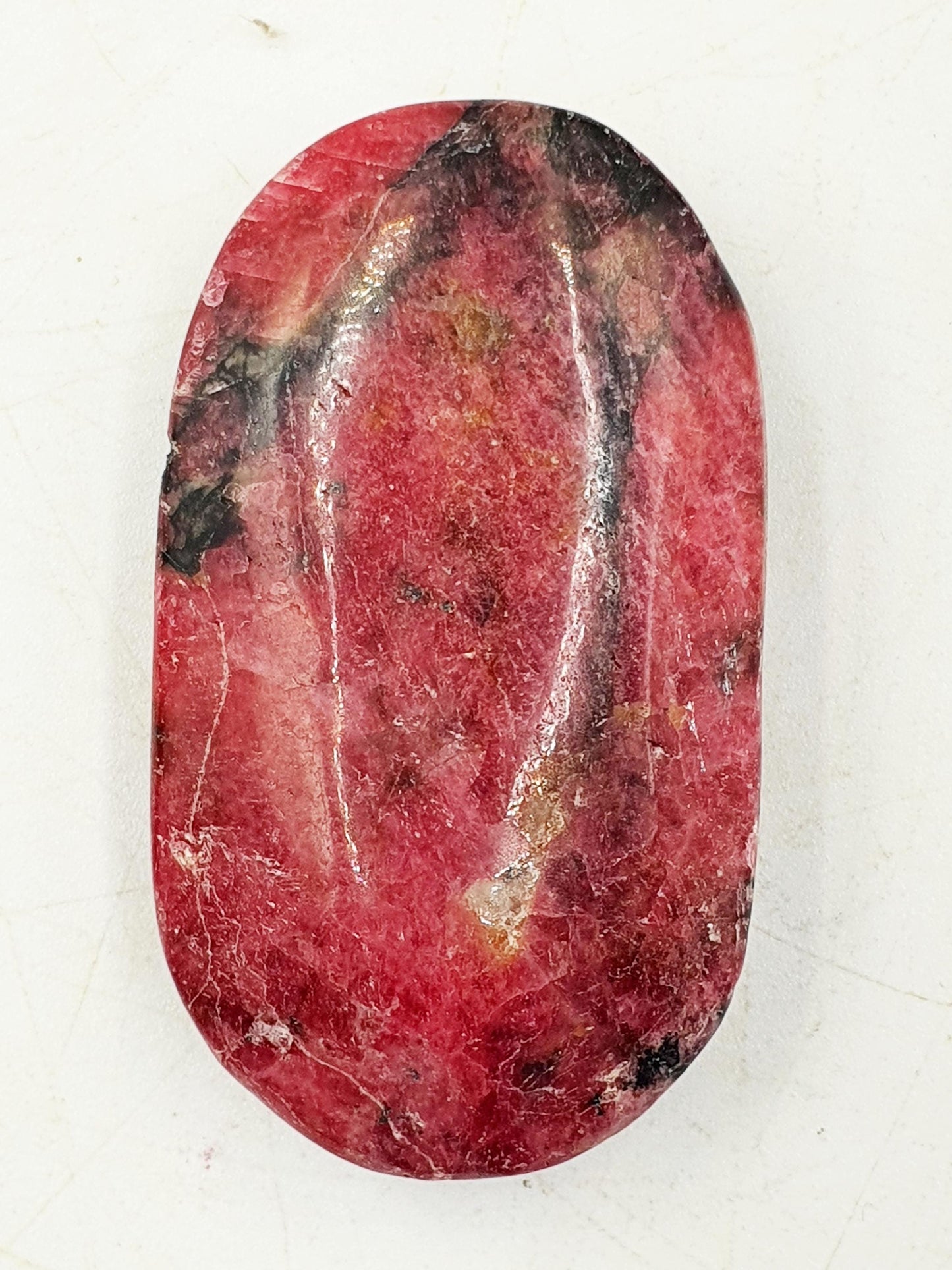 Rhodonite and Tourmaline Palmstone / Rhodonite and Tourmaline Palm / Meditation Palm / Reiki Crystal Palm- 44g