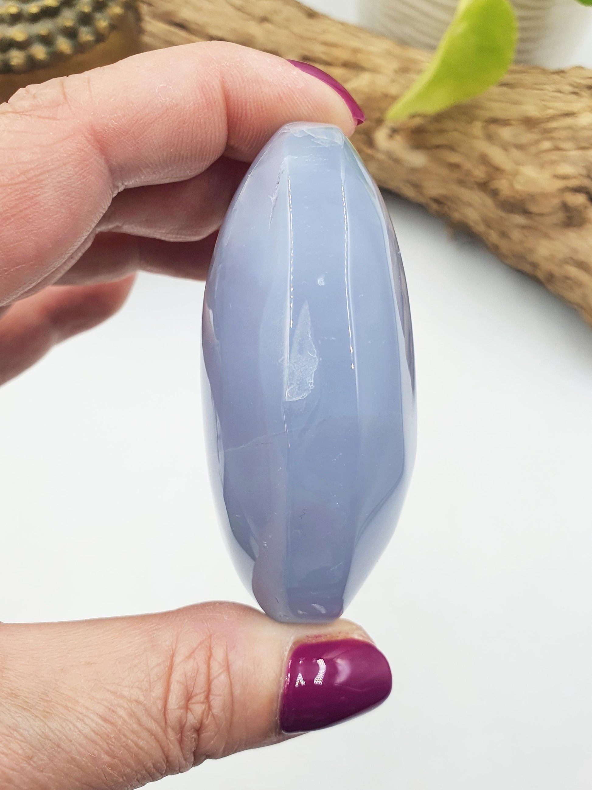 Beautiful Blue Chalcedony Palm / Chalcedony Palm Stone / Meditation Palm / Reiki Crystal Palm / Rare Palm - 150g