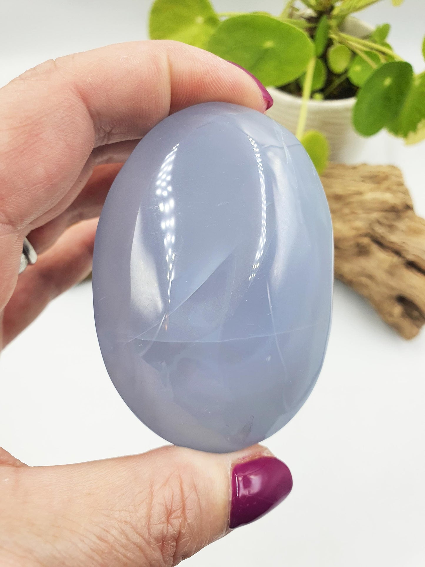 Beautiful Blue Chalcedony Palm / Chalcedony Palm Stone / Meditation Palm / Reiki Crystal Palm / Rare Palm - 150g