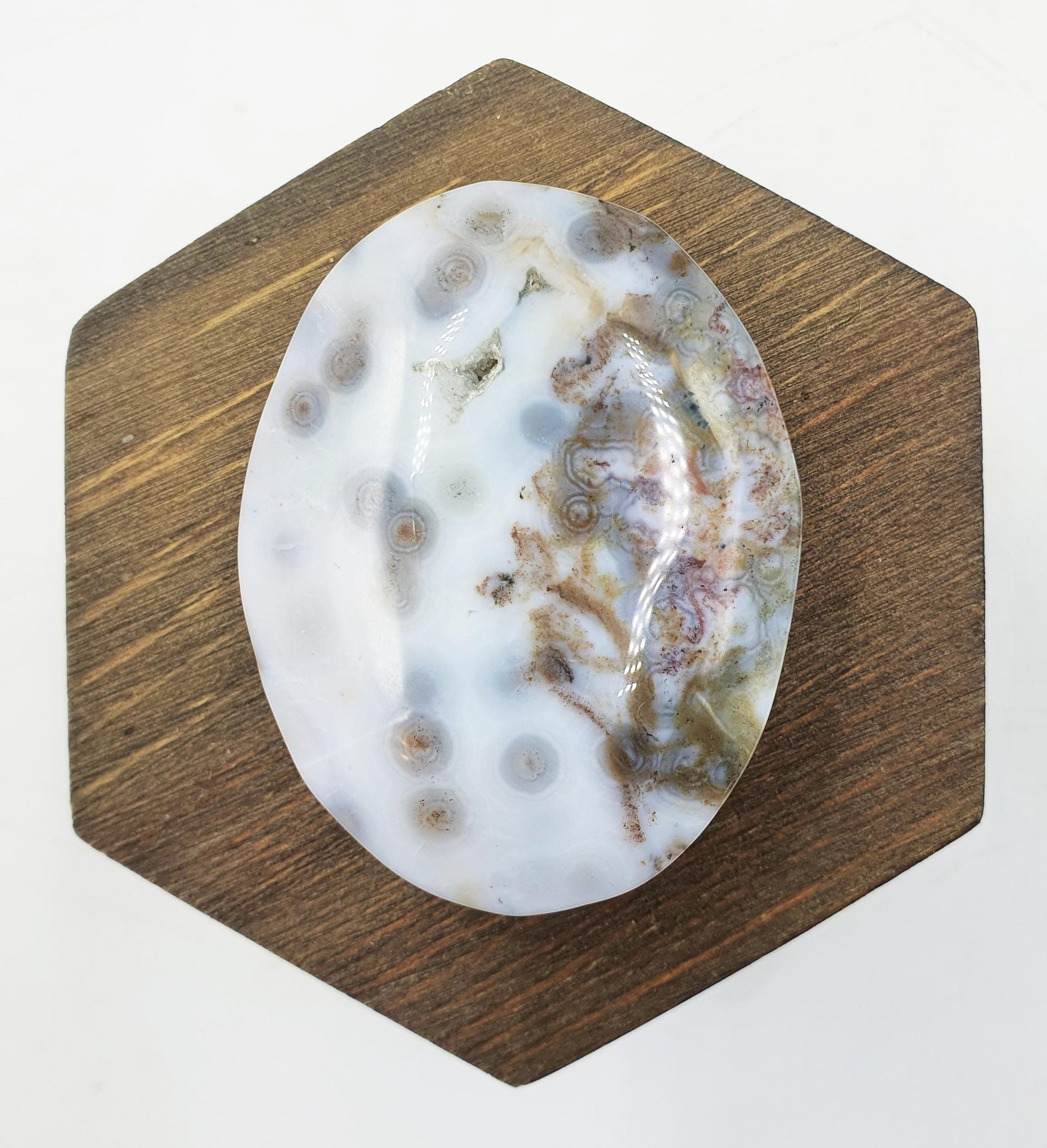 Gorgeous Orbicular Ocean Jasper Palm / Orbicular OJ Palm Stone / High Grade OJ Palm / OJ Collectors Crystal - 80g