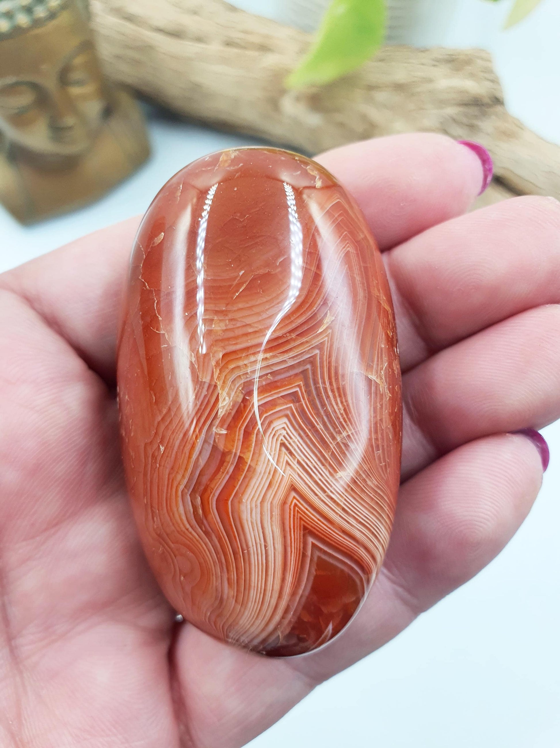 Beautiful Carnelian Palm / Carnelian Palm Stone / Carnelian Pocket Stone / Meditation Palm / Reiki Crystal Palm - 90g