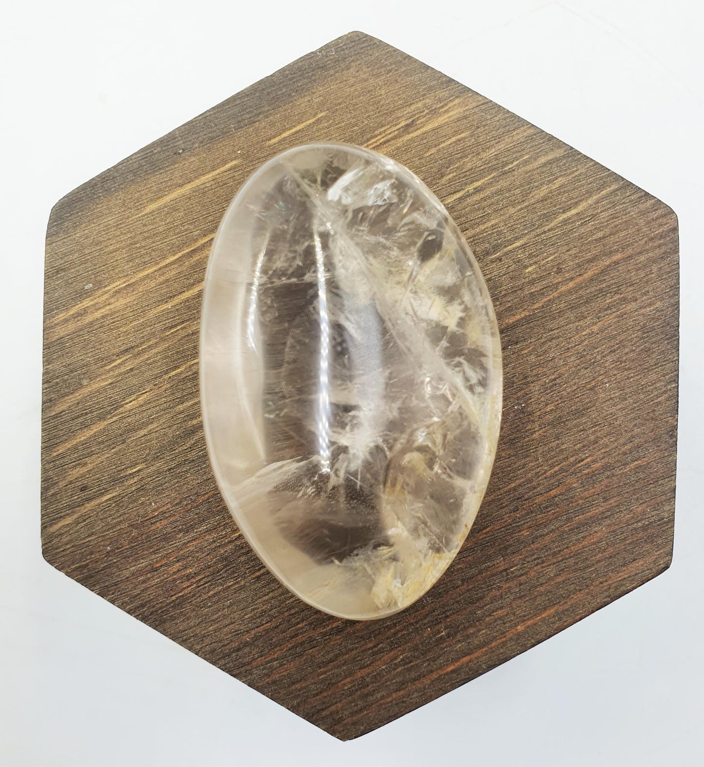 Unique Clear Quartz Palm with Golden Healer, large rainbow and shimmering inclusions / Clear Quartz Palm Stone / Meditation Palm - 70g