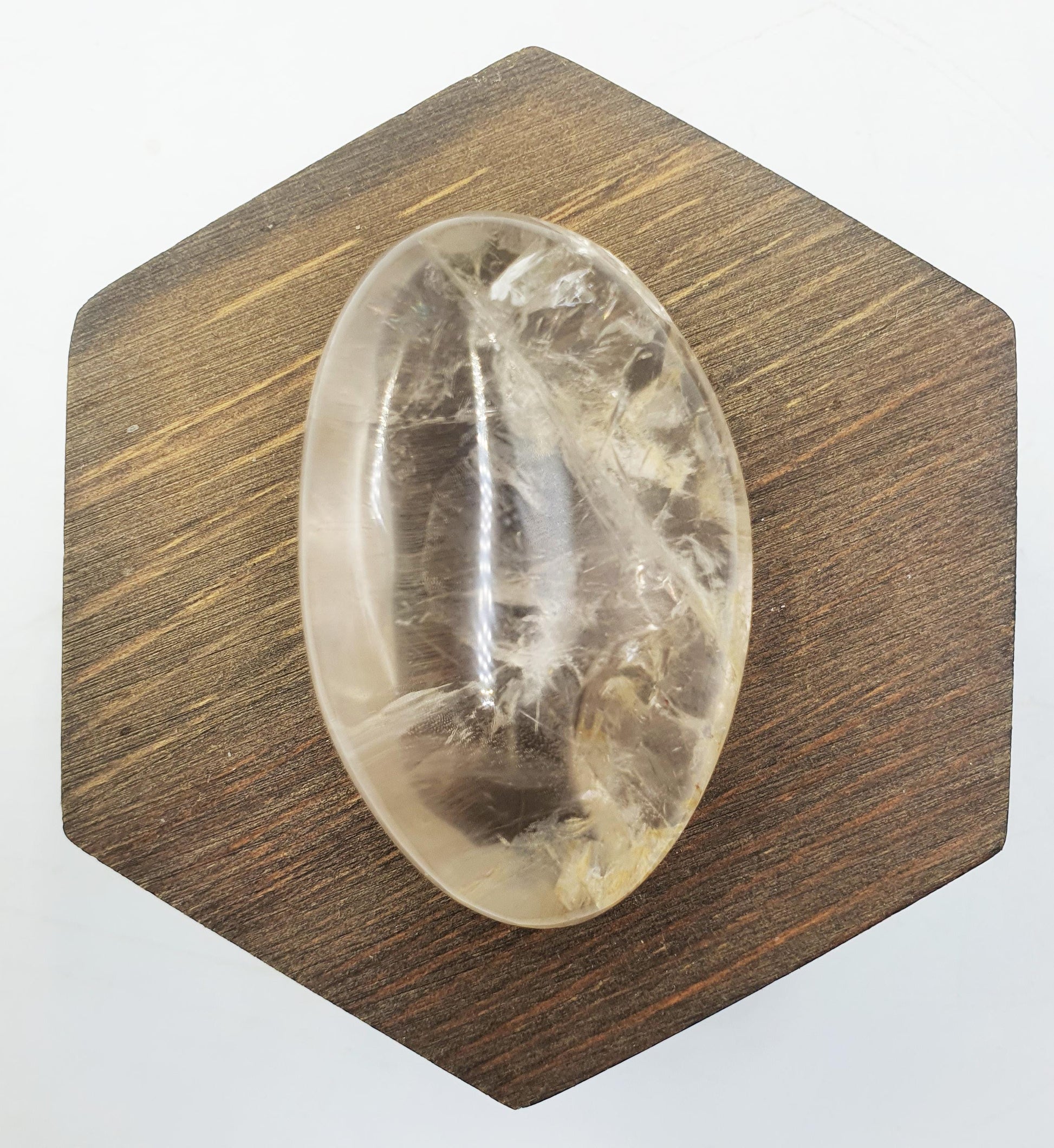 Unique Clear Quartz Palm with Golden Healer, large rainbow and shimmering inclusions / Clear Quartz Palm Stone / Meditation Palm - 70g