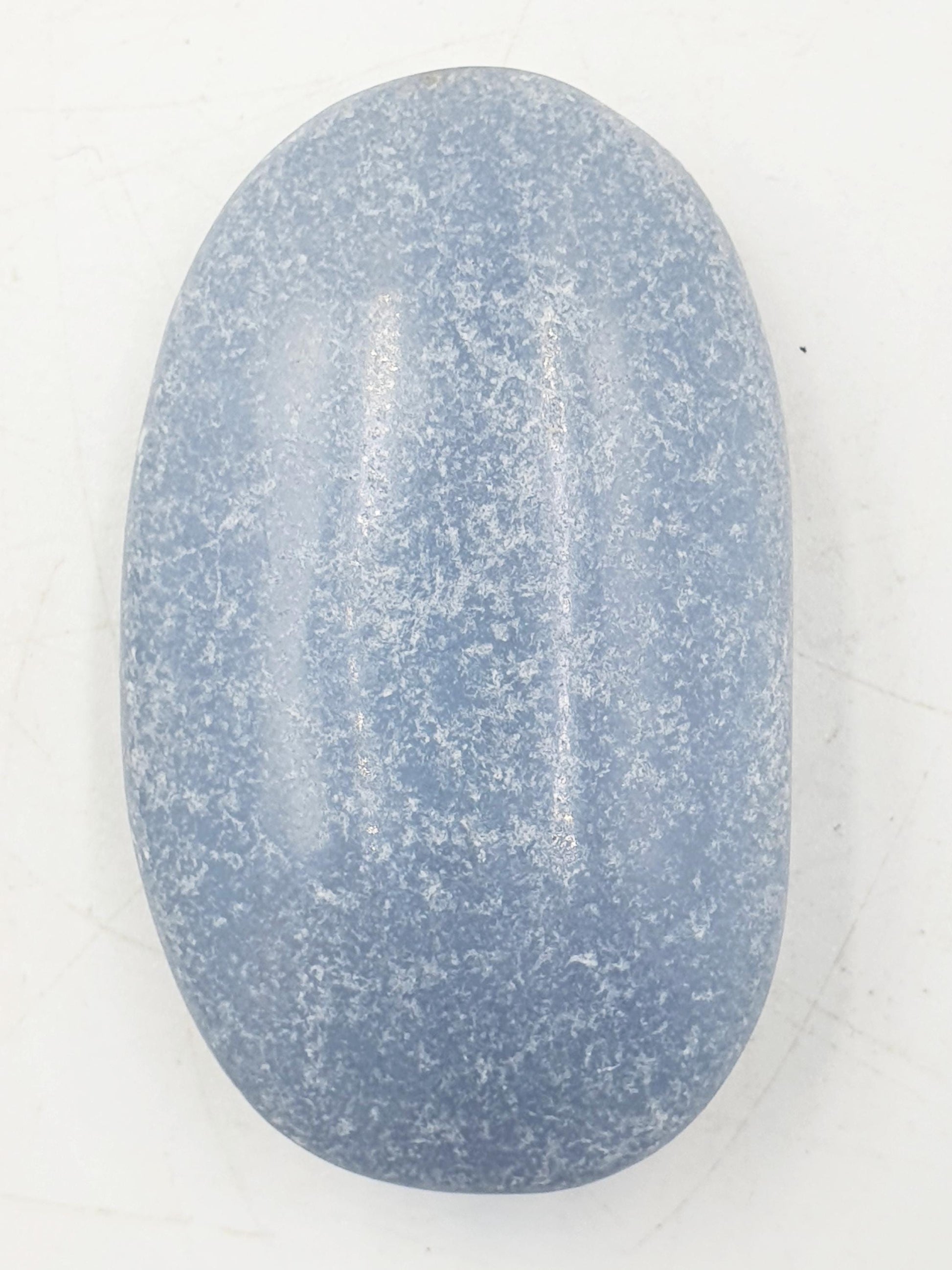 Beautiful Angelite Palm / Angelite Palm Stone / Pocket Stone / Meditation Palm / Reiki Crystal Palm - 55g