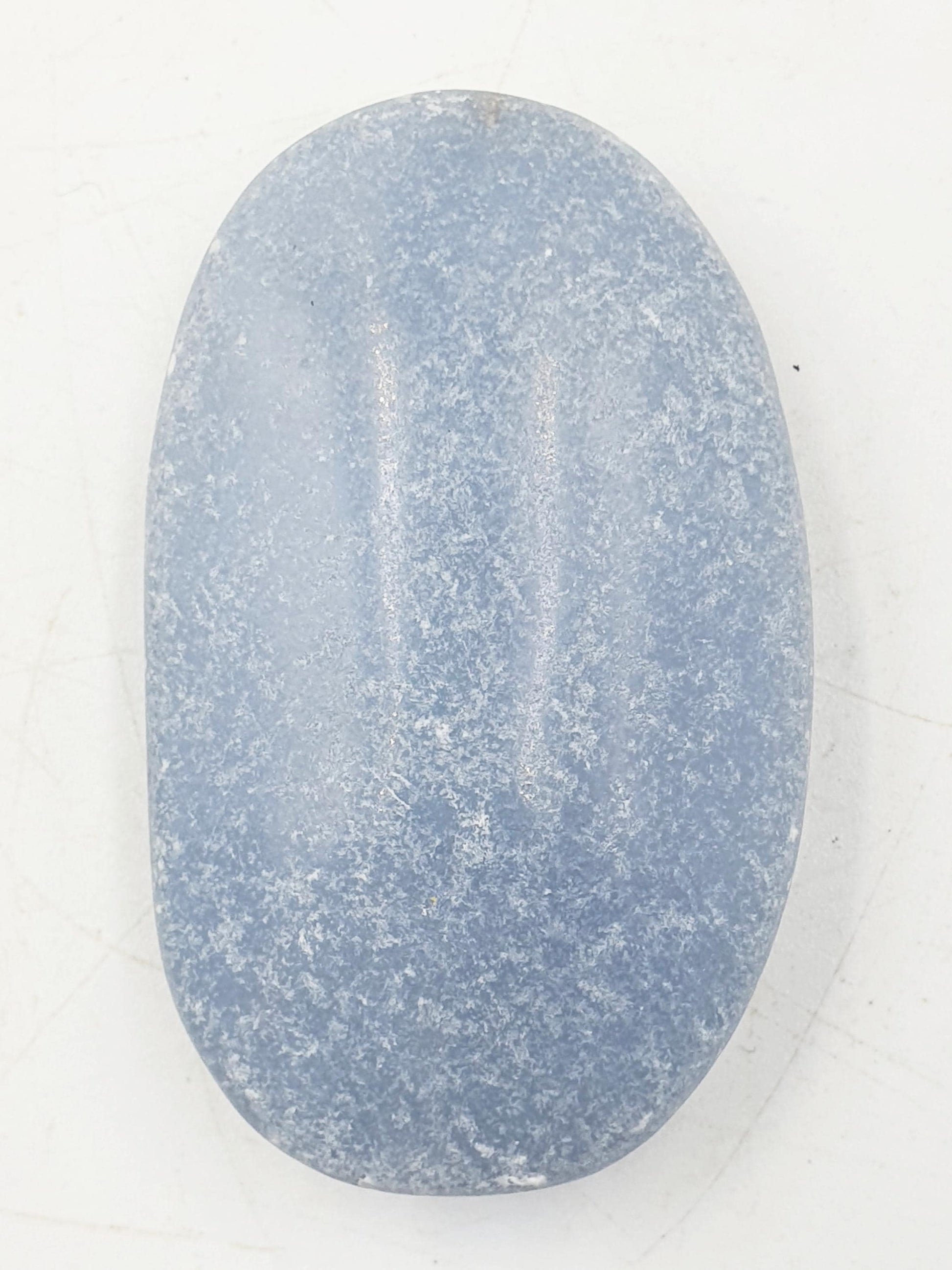Beautiful Angelite Palm / Angelite Palm Stone / Pocket Stone / Meditation Palm / Reiki Crystal Palm - 55g