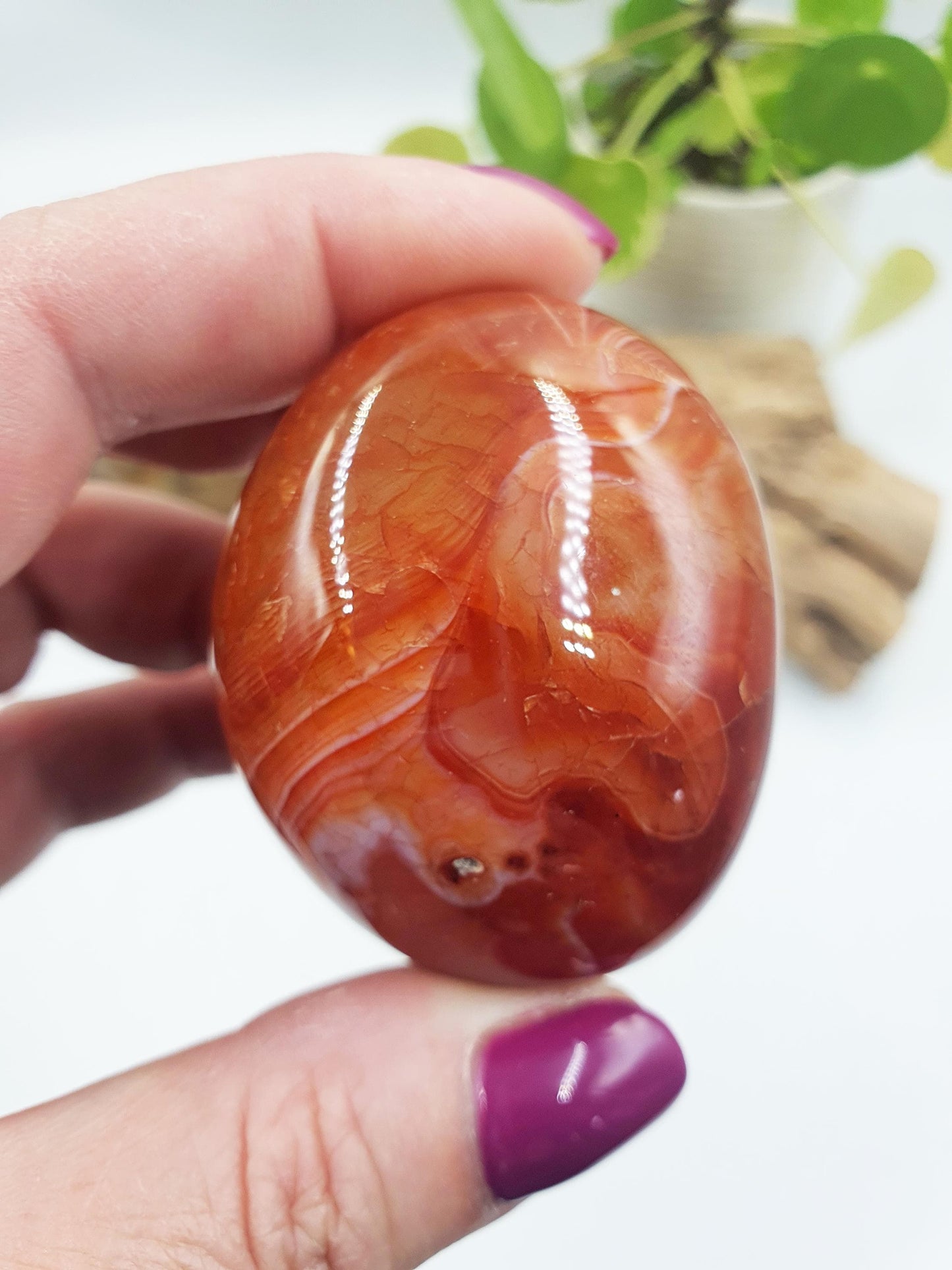 Carnelian Palm / Carnelian Palm Stone / Carnelian Pocket Stone /Meditation Palm / Reiki Crystal Palm - 90g