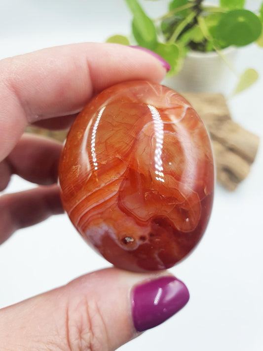 Carnelian Palm / Carnelian Palm Stone / Carnelian Pocket Stone /Meditation Palm / Reiki Crystal Palm - 90g