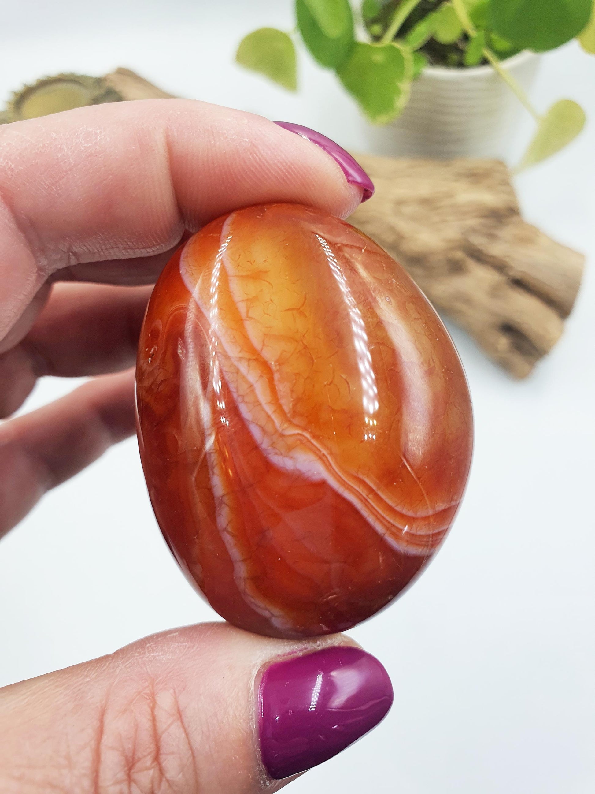 Carnelian Palm / Carnelian Palm Stone / Carnelian Pocket Stone /Meditation Palm / Reiki Crystal Palm - 90g