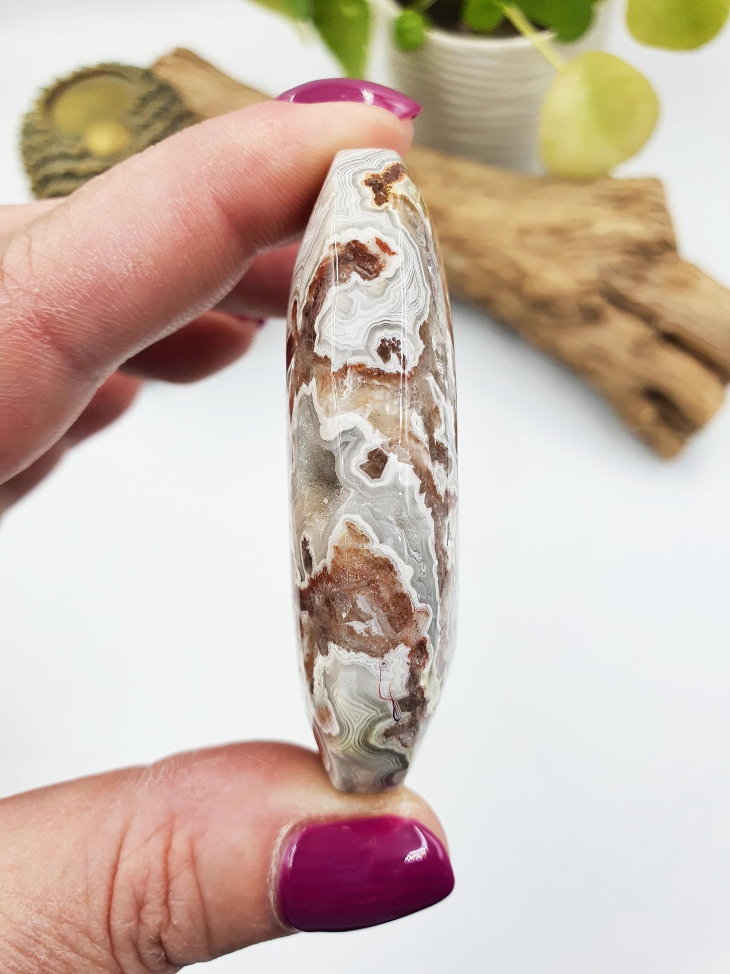 Stunning Mexican Crazy Lace Agate Palm / Crazy Lace Agate Palm Stone / Drusy Agate Palm / Meditation Palm - 65g