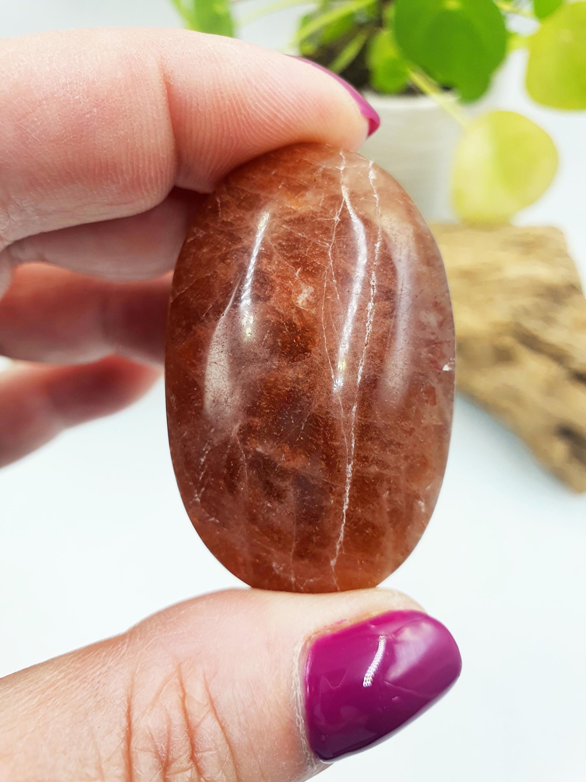 Cute Flashy Sunstone Palm / Sunstone Palm Stone / Sunstone Palmstone / Meditation Palm / Reiki Crystal Palm - 42g