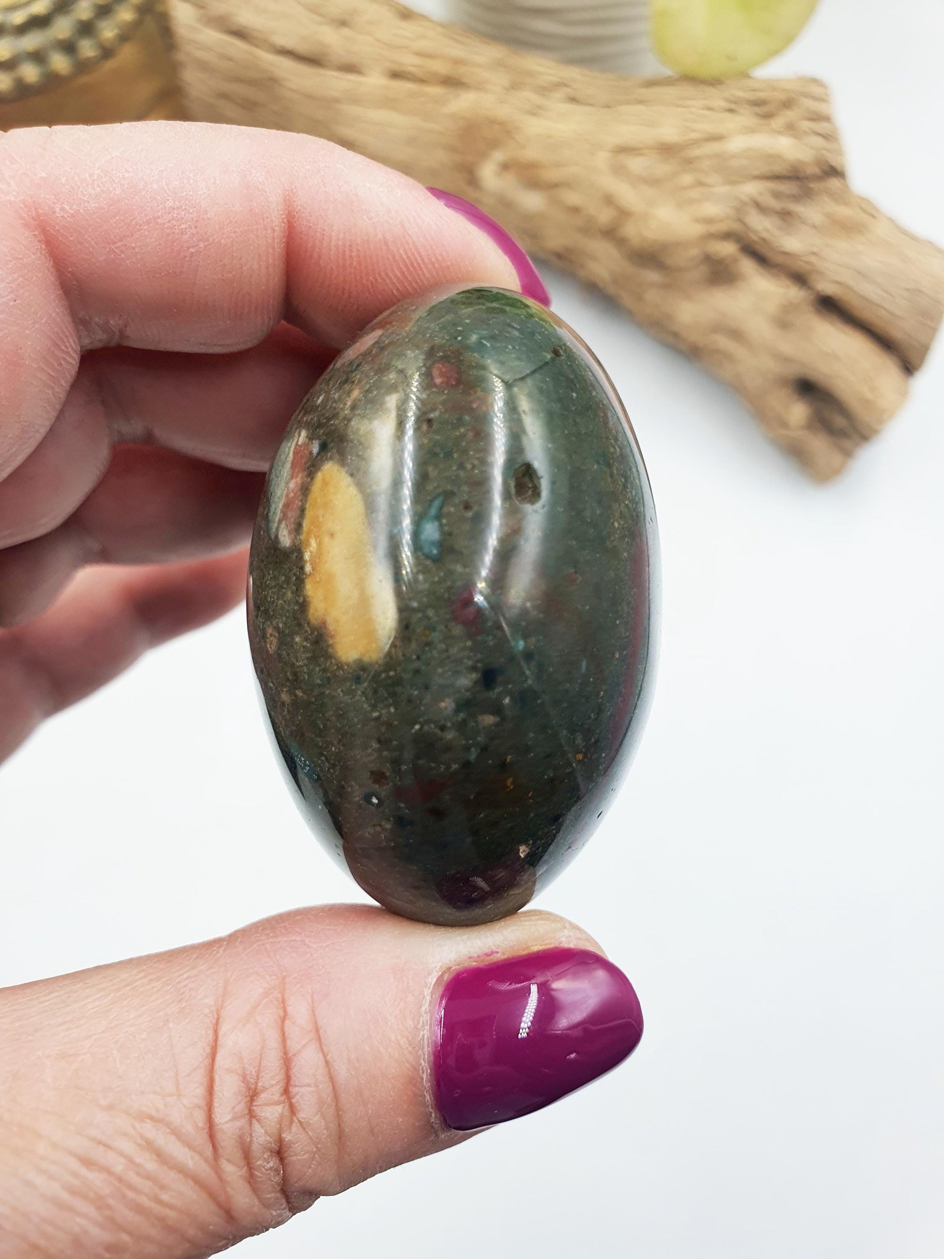 Beautiful Colourful Ocean Jasper Palm / Ocean Jasper Palm stone / OJ Palm / Pocket Crystal / Meditation Palm / Reiki Crystal Palm - 110g