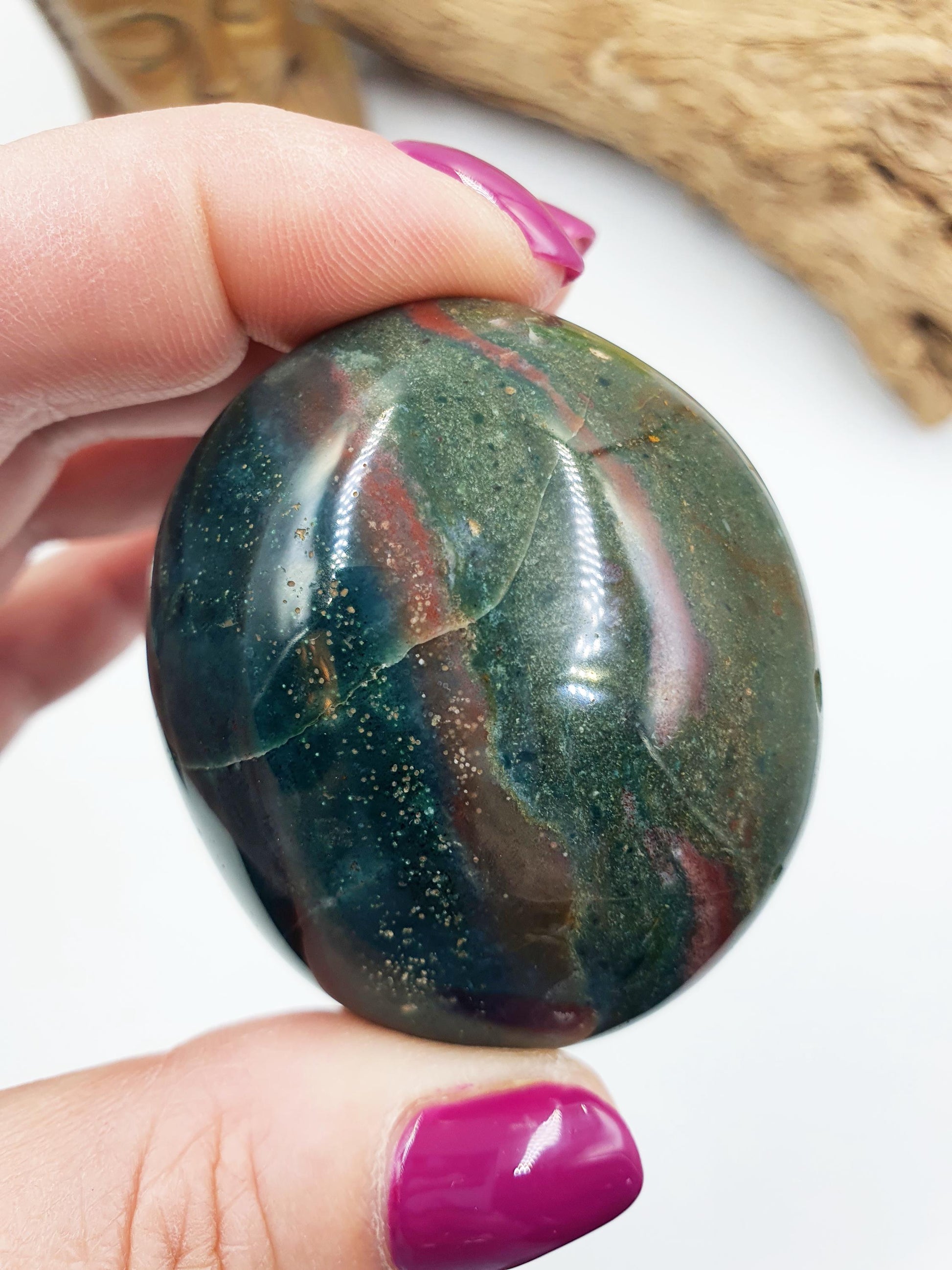 Beautiful Colourful Ocean Jasper Palm / Ocean Jasper Palm stone / OJ Palm / Pocket Crystal / Meditation Palm / Reiki Crystal Palm - 110g