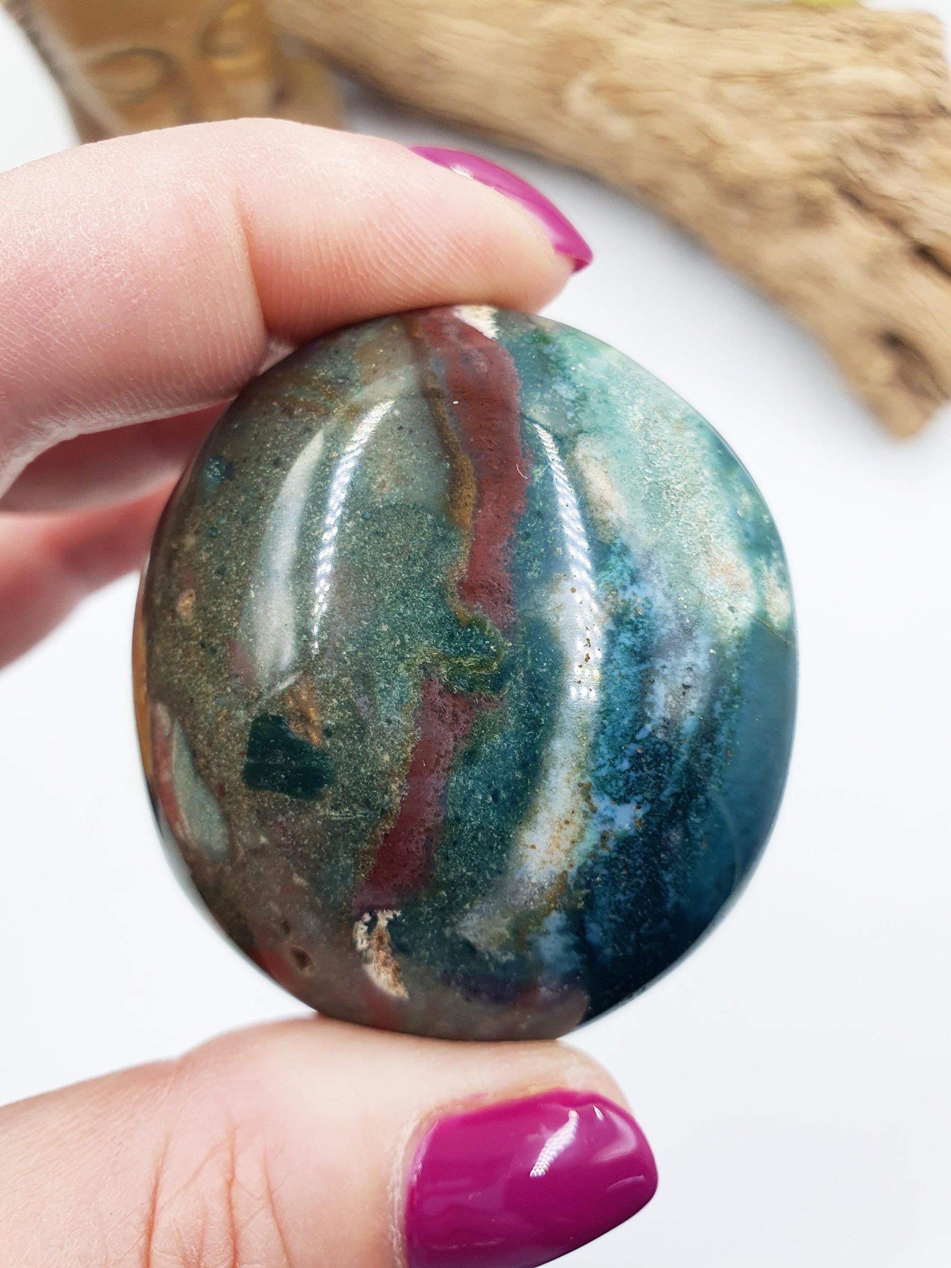 Beautiful Colourful Ocean Jasper Palm / Ocean Jasper Palm stone / OJ Palm / Pocket Crystal / Meditation Palm / Reiki Crystal Palm - 110g