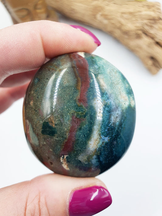 Beautiful Colourful Ocean Jasper Palm / Ocean Jasper Palm stone / OJ Palm / Pocket Crystal / Meditation Palm / Reiki Crystal Palm - 110g