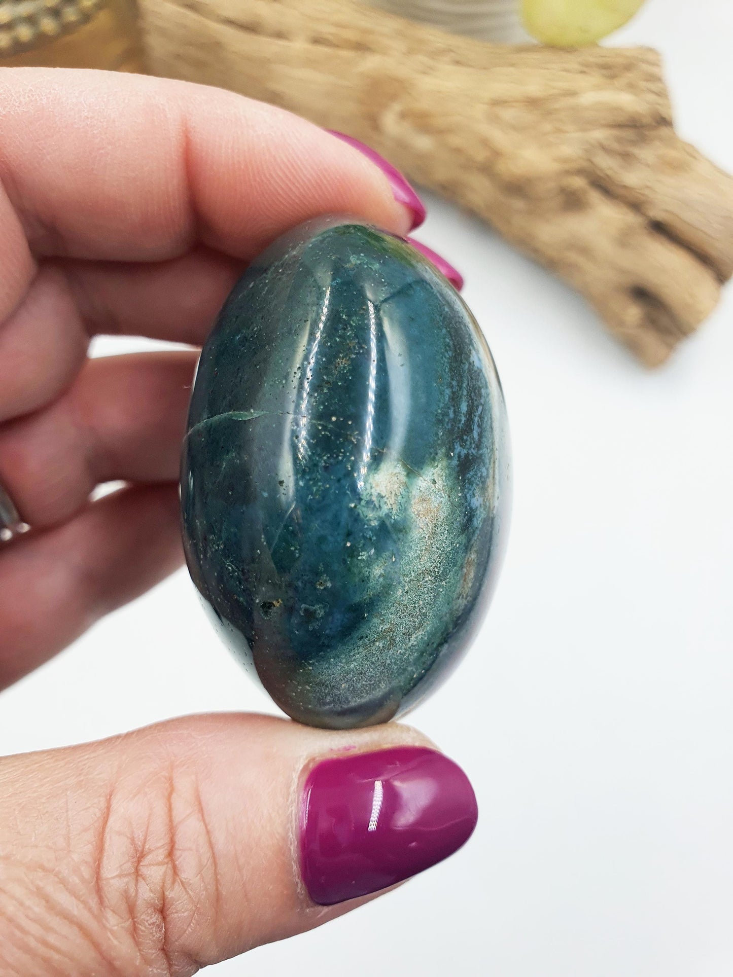 Beautiful Colourful Ocean Jasper Palm / Ocean Jasper Palm stone / OJ Palm / Pocket Crystal / Meditation Palm / Reiki Crystal Palm - 110g