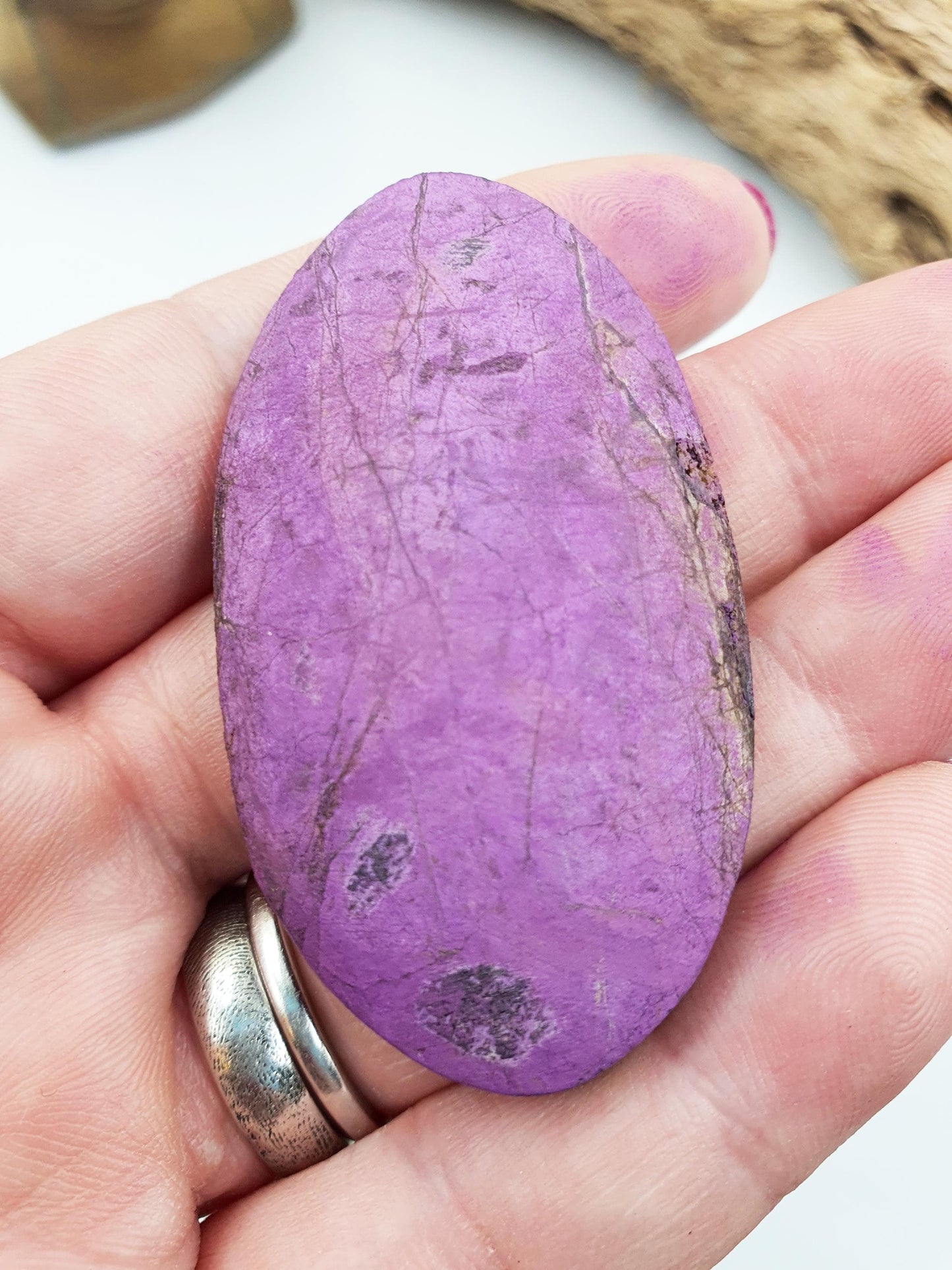 Pretty Purpurite Palm / Purpurite Palm Stone / Purpurite Pocket Stone / Rare Palm Stone / Meditation Palm - 40g