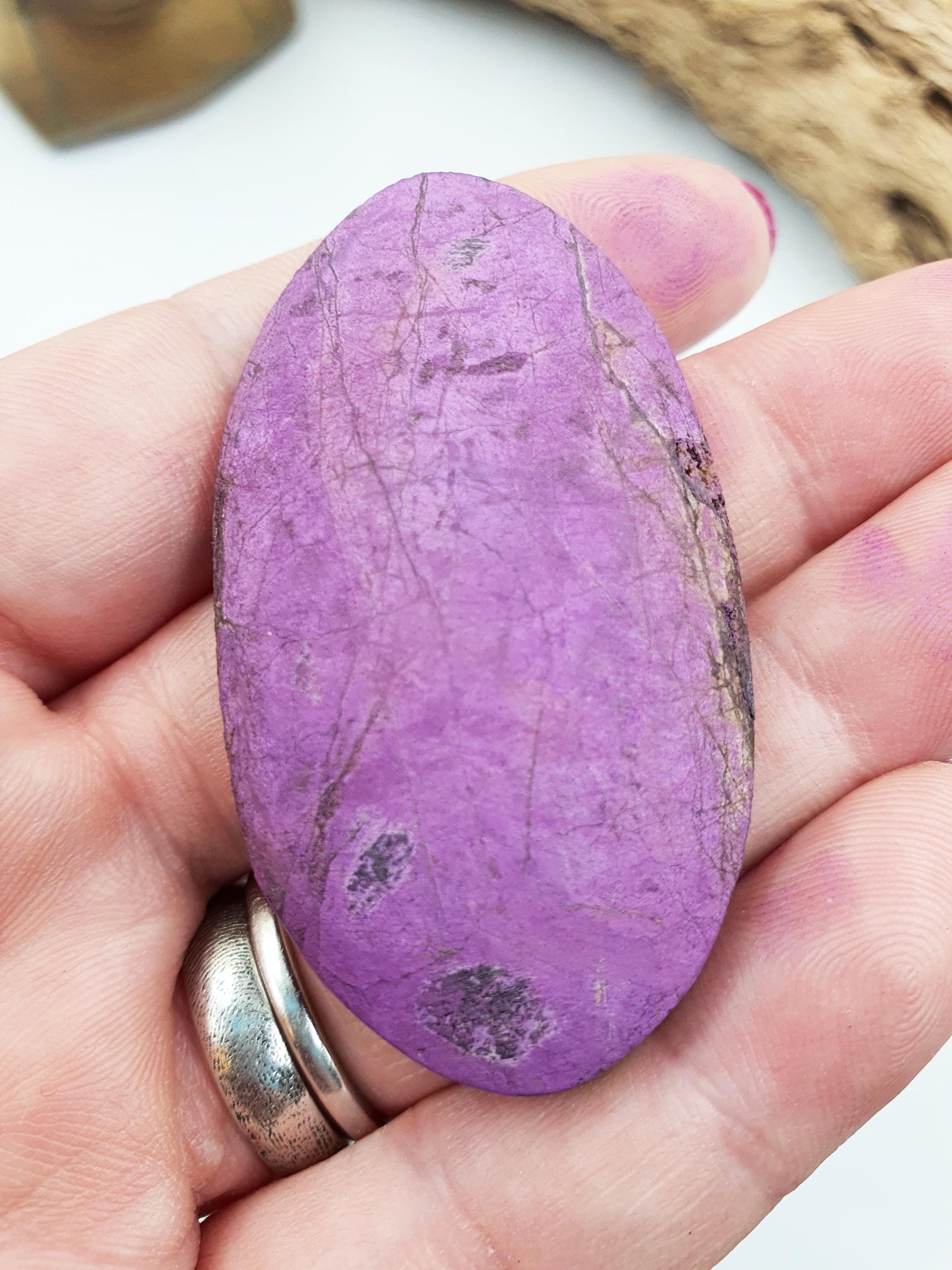 Pretty Purpurite Palm / Purpurite Palm Stone / Purpurite Pocket Stone / Rare Palm Stone / Meditation Palm - 40g