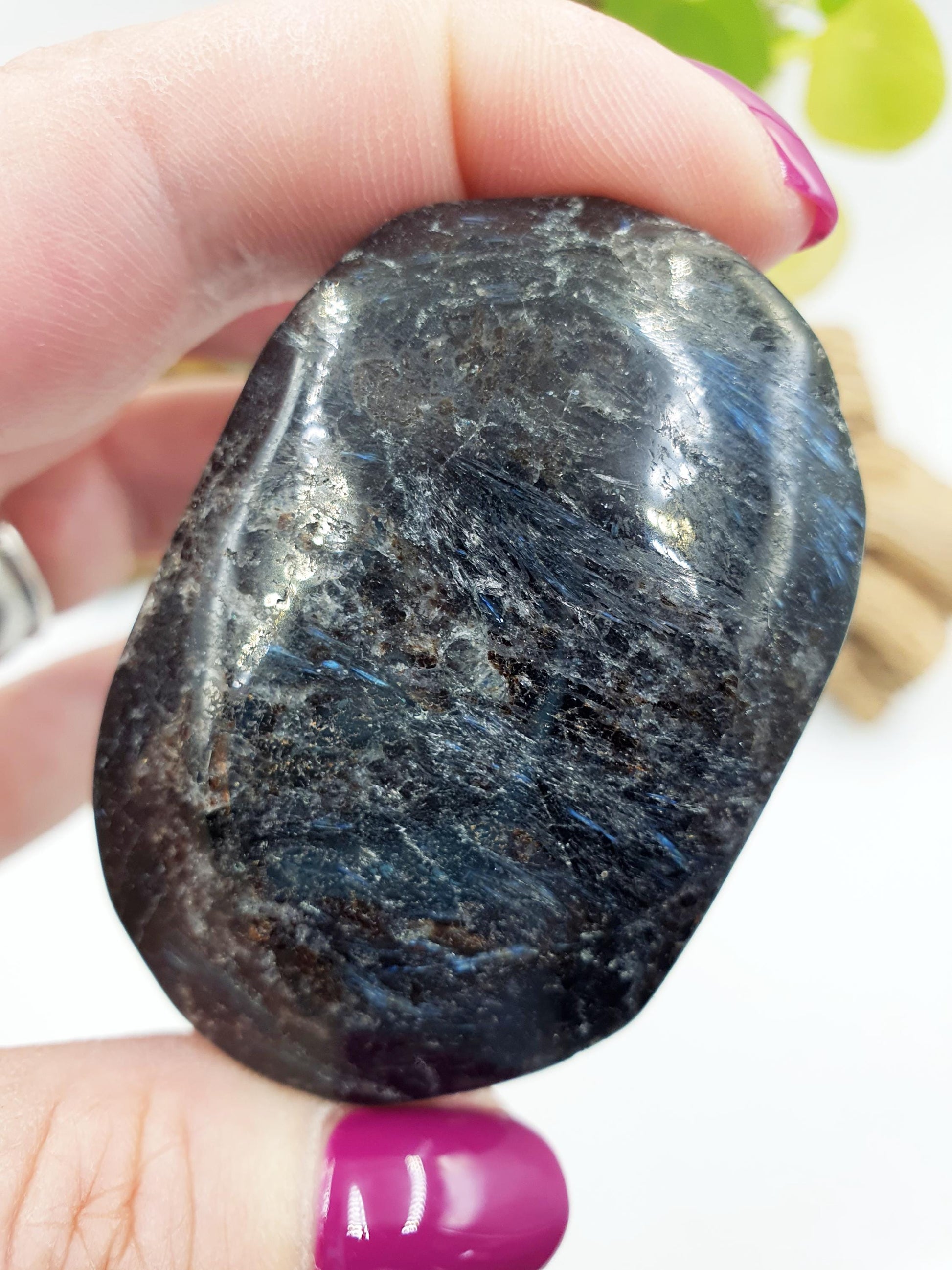 Large Astrophyllite Palm / Firework Palm Stone / Meditation Palm / Reiki Crystal Palm - 110g