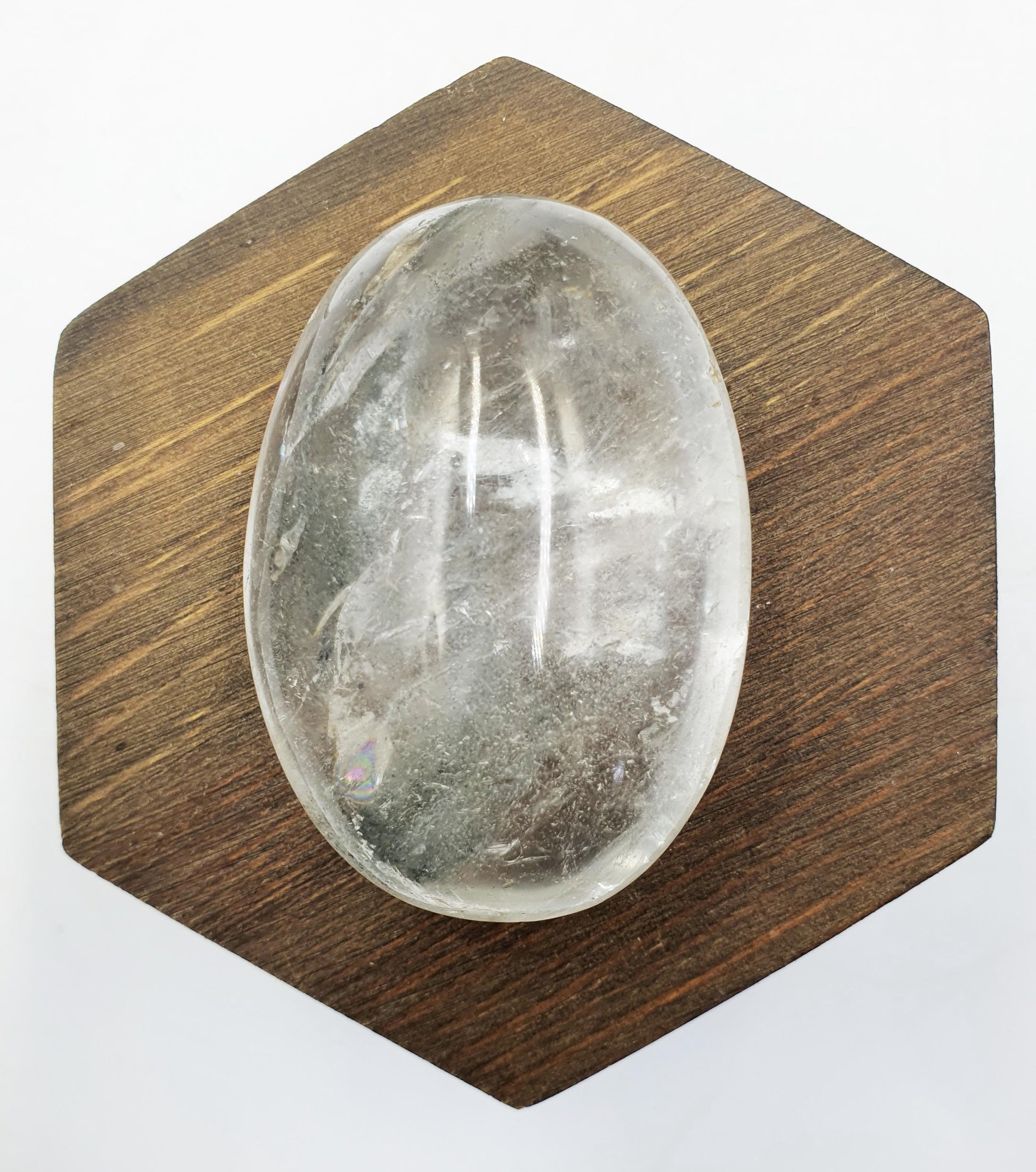 Clear Quartz Palm with unique and shimmering inclusions / Clear Quartz Palm Stone / Meditation Palm / Reiki Crystal Palm - 90g