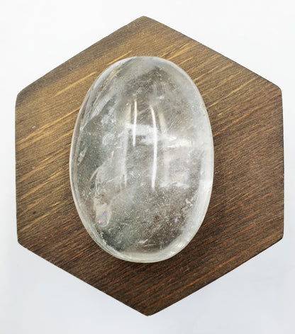 Clear Quartz Palm with unique and shimmering inclusions / Clear Quartz Palm Stone / Meditation Palm / Reiki Crystal Palm - 90g