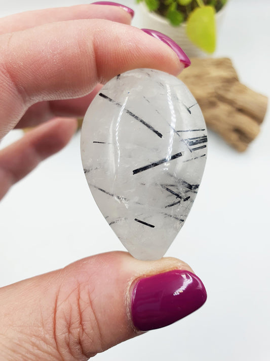 Sparkly Rutilated Quartz Palmstone / Rutile Quartz Yeardrop Palm / Rutilated Quartz Meditation Stone / Reiki Crystal - 35g