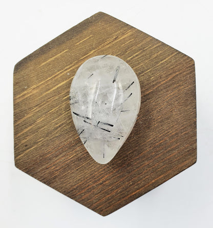 Sparkly Rutilated Quartz Palmstone / Rutile Quartz Yeardrop Palm / Rutilated Quartz Meditation Stone / Reiki Crystal - 35g