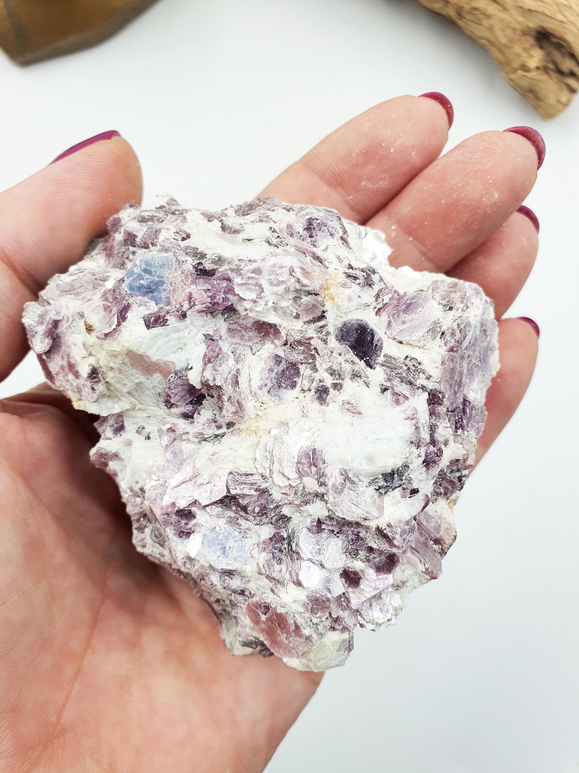 Sparkly Raw Purple Mica / Large Purple Mica Palm Specimen / Lepidolite Raw / Rough Purple Mica / Purple Mica Chunk - 270g