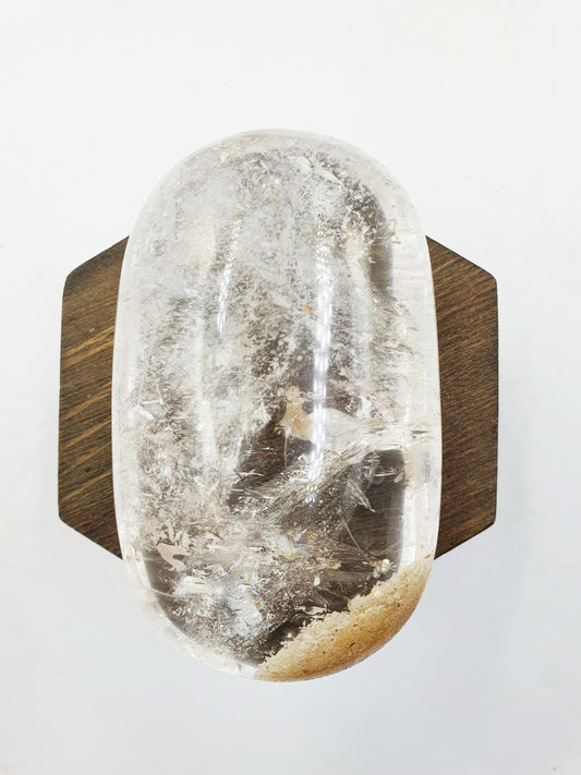 Large High Grade Beautiful Clear Quartz Palm with rainbows and garden / Clear Quartz Palm with unique inclusions / Reiki Crystal - 255g