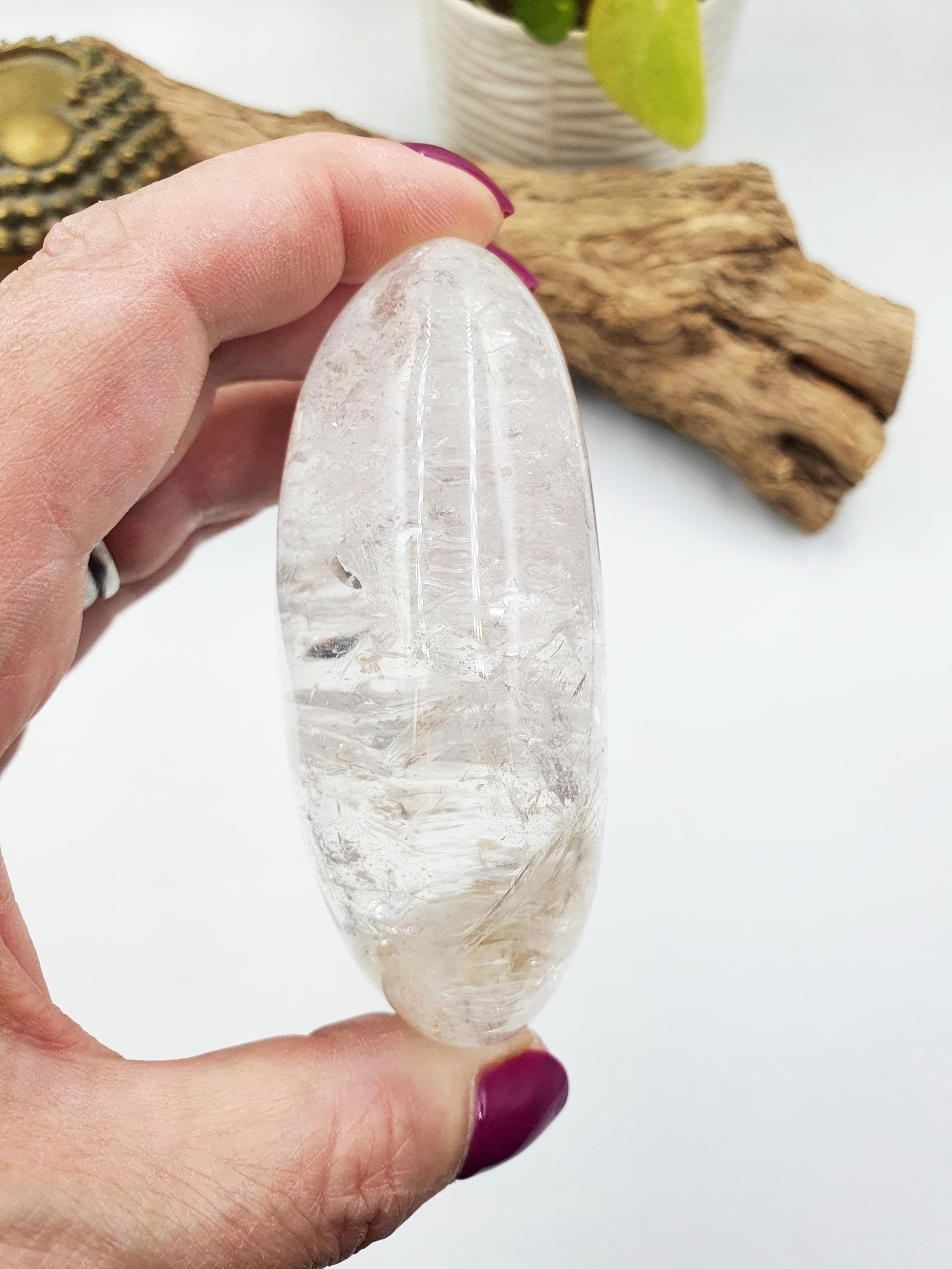 Large High Grade Beautiful Clear Quartz Palm with rainbows and garden / Clear Quartz Palm with unique inclusions / Reiki Crystal - 255g