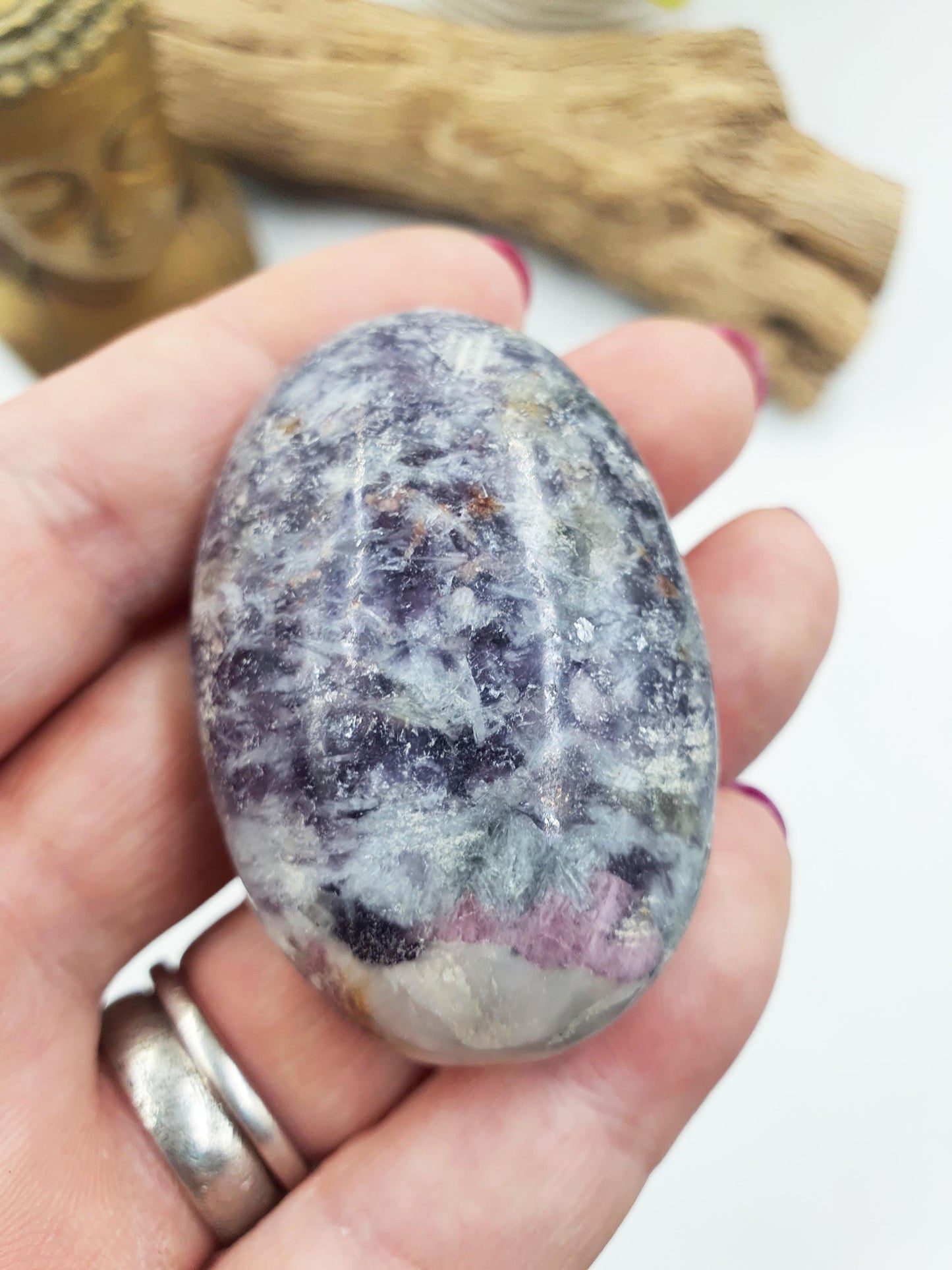 Sparkly Unicorn Stone Palm / Unicorn Palm Stone / Pegmatite Palm / Pocket Crystal / Meditation Palm - 55g