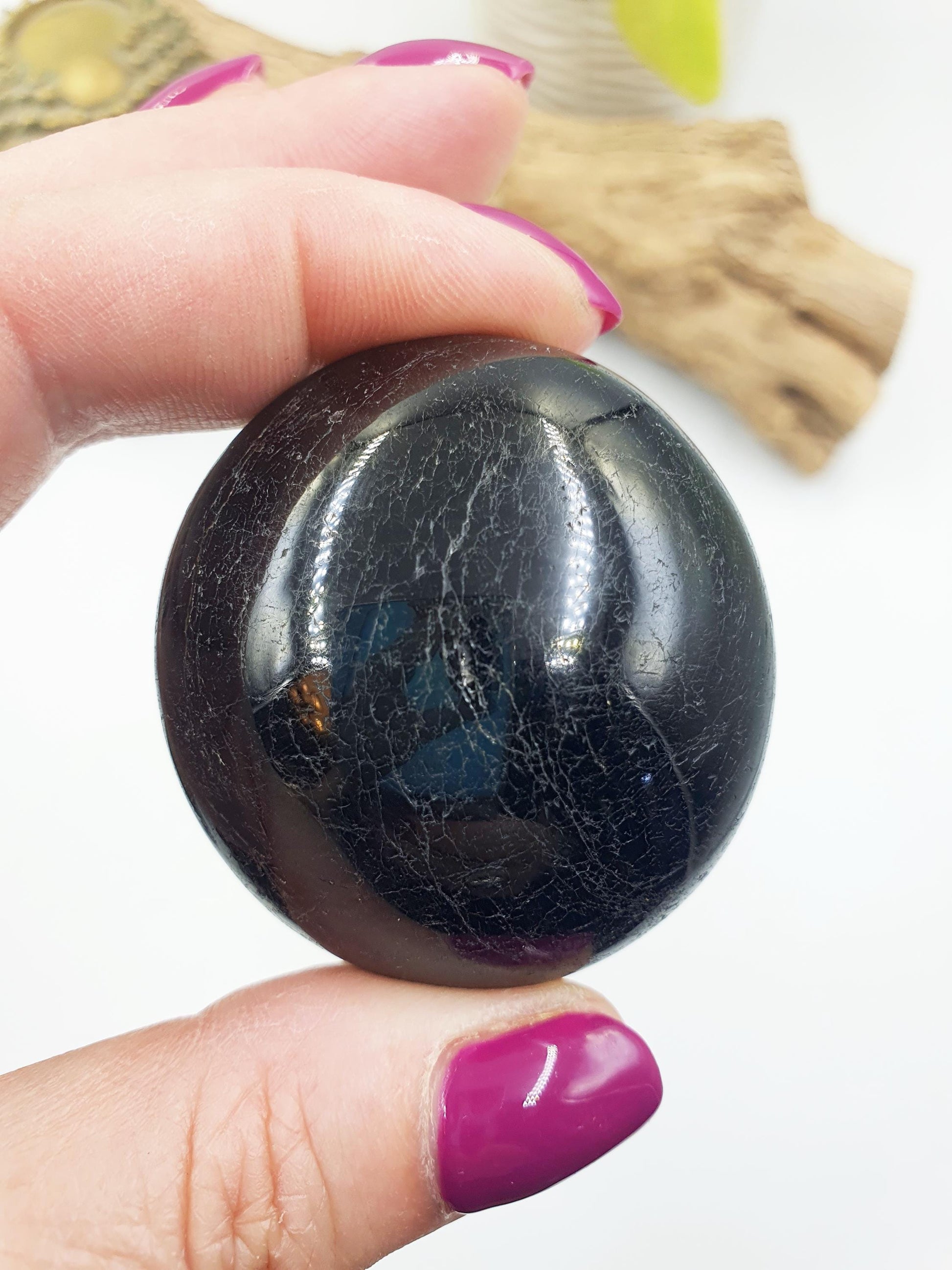 Black Tourmaline Palm / Tourmaline Palmstone / Meditation Palm / Reiki Crystal Palm - 95g