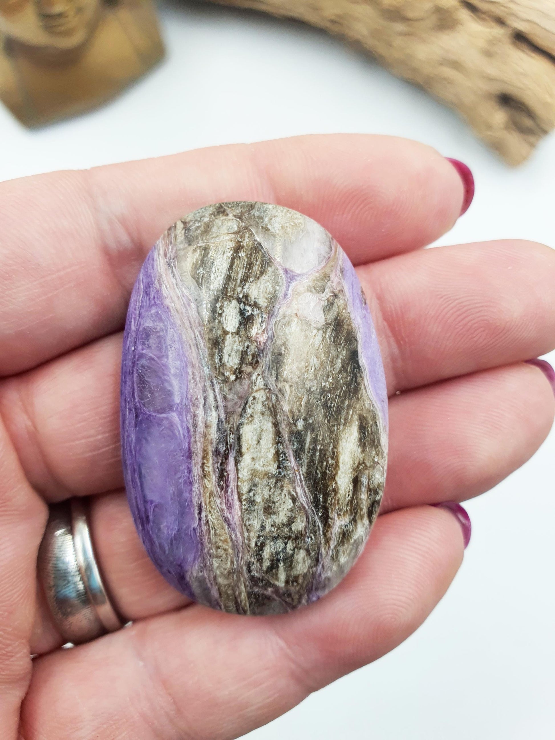 Gorgeous Little Charoite Palm / Charoite Palm Stone / Meditation Palm / Pocket Crystal / Collectors Palm - 25g