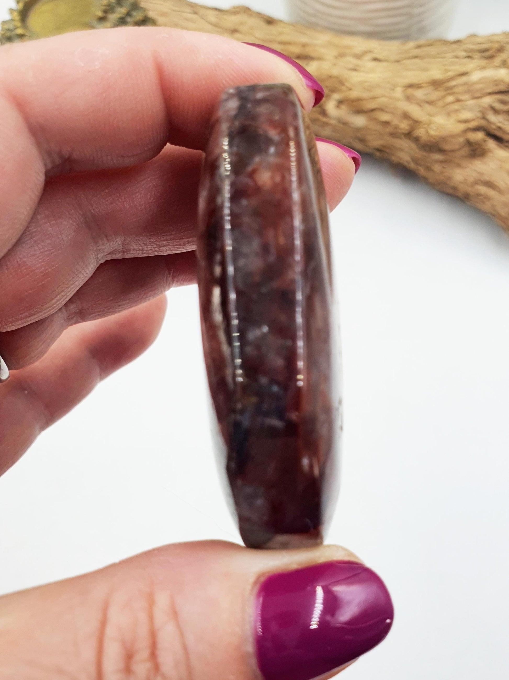 Fire Quartz Palm / Hematoid Quartz Palm / Healing Palm Stone / Meditation Palm / Reiki Crystal Palm - 85g