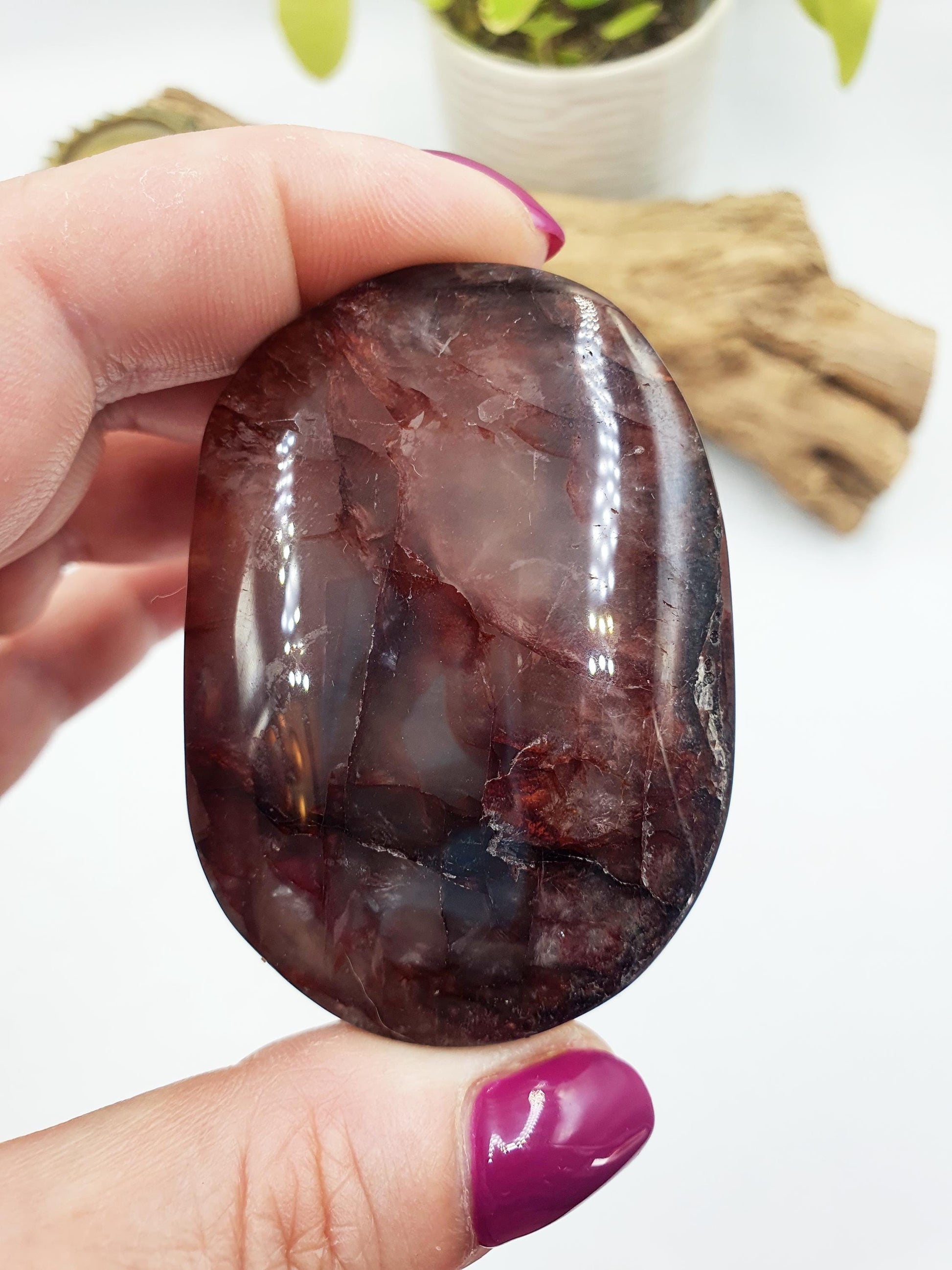 Fire Quartz Palm / Hematoid Quartz Palm / Healing Palm Stone / Meditation Palm / Reiki Crystal Palm - 85g