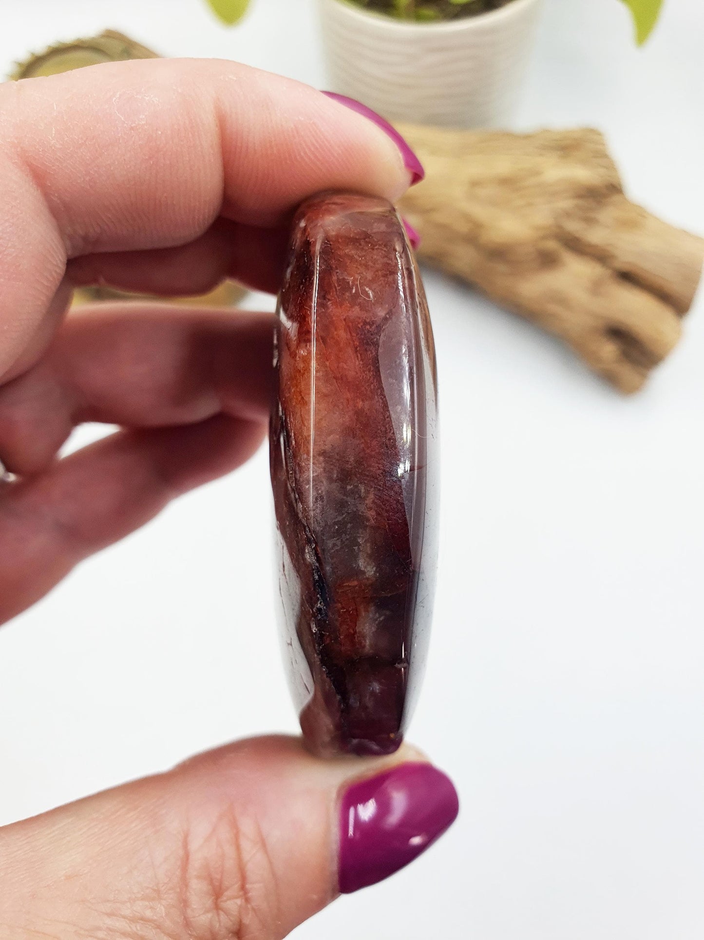Fire Quartz Palm / Hematoid Quartz Palm / Healing Palm Stone / Meditation Palm / Reiki Crystal Palm - 85g