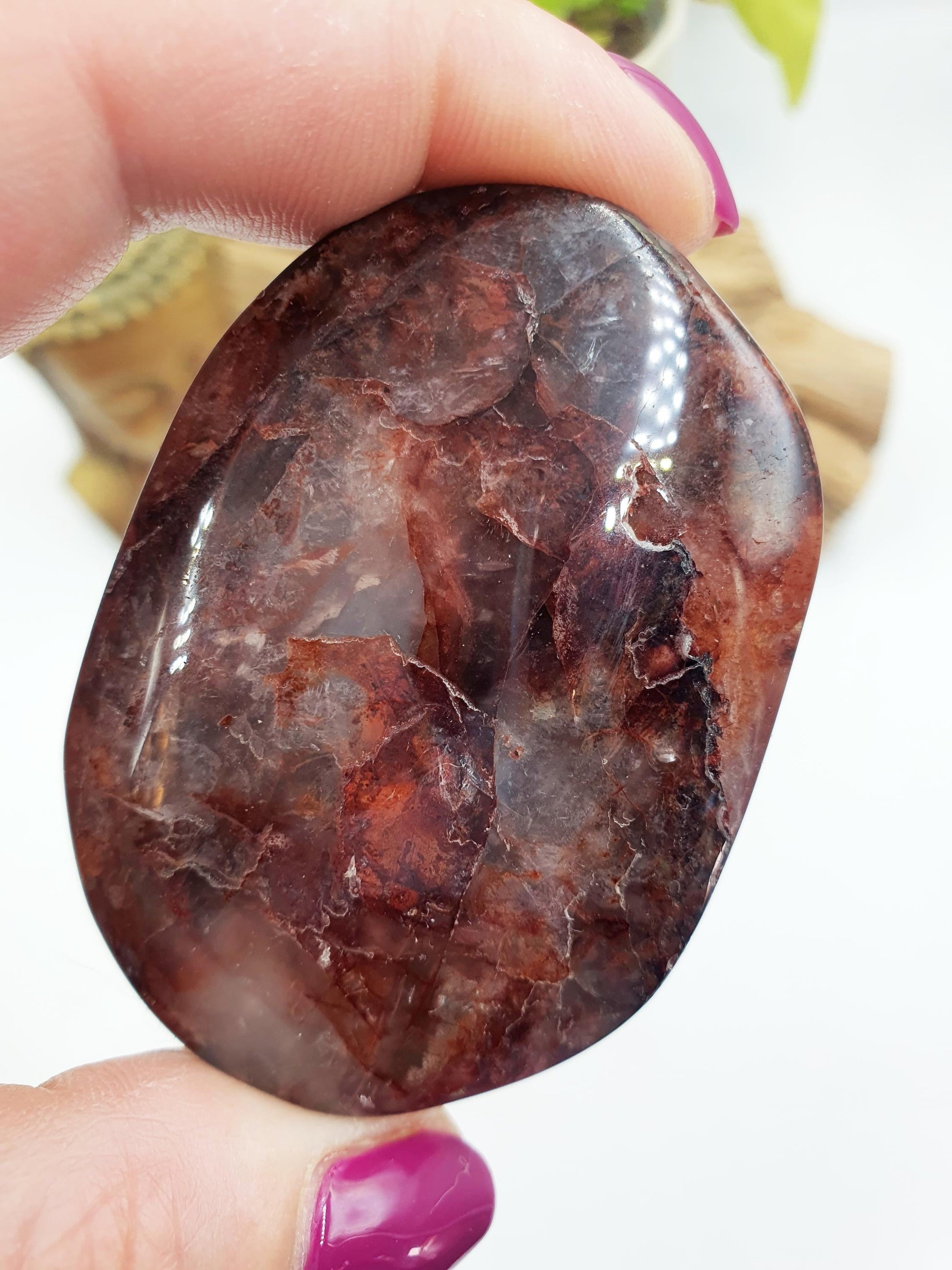 Fire Quartz Palm / Hematoid Quartz Palm / Healing Palm Stone / Meditation Palm / Reiki Crystal Palm - 85g