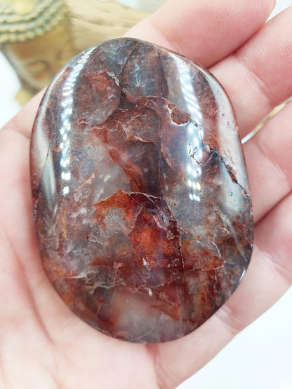 Fire Quartz Palm / Hematoid Quartz Palm / Healing Palm Stone / Meditation Palm / Reiki Crystal Palm - 85g