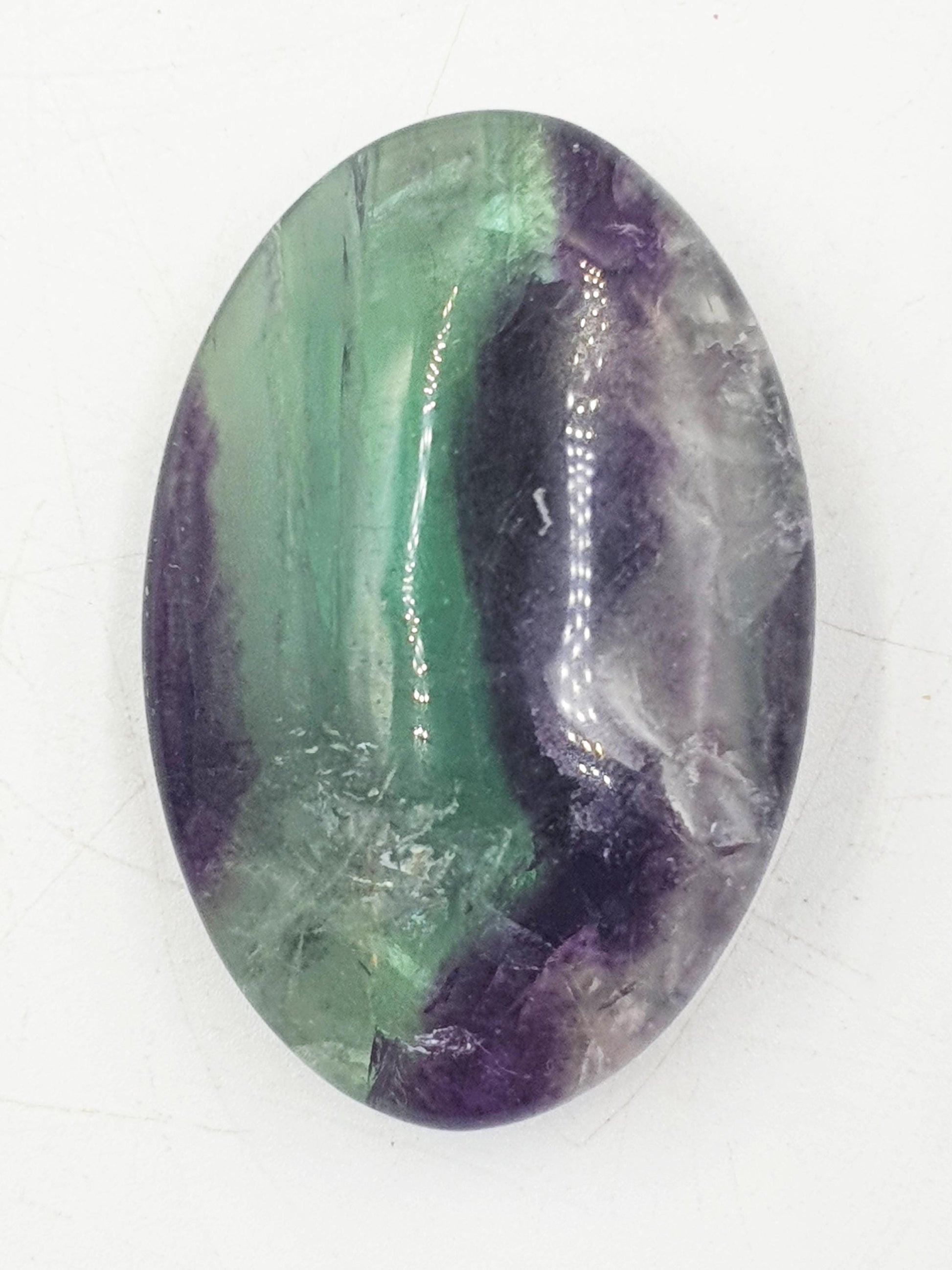 Beautiful Fluorite Palm with large rainbow / Fluorite Palm Stone / Purple and Green Fluorite Palm Stone / Reiki Crystal Palm - 60g