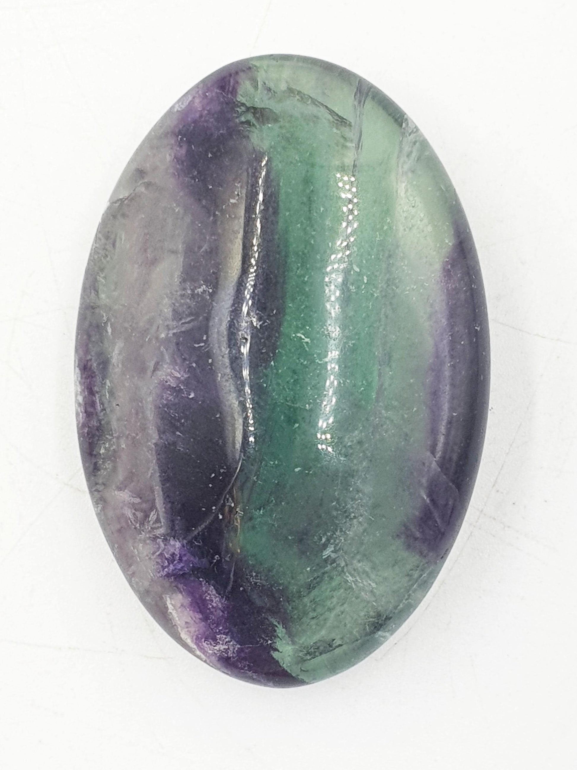 Beautiful Fluorite Palm with large rainbow / Fluorite Palm Stone / Purple and Green Fluorite Palm Stone / Reiki Crystal Palm - 60g