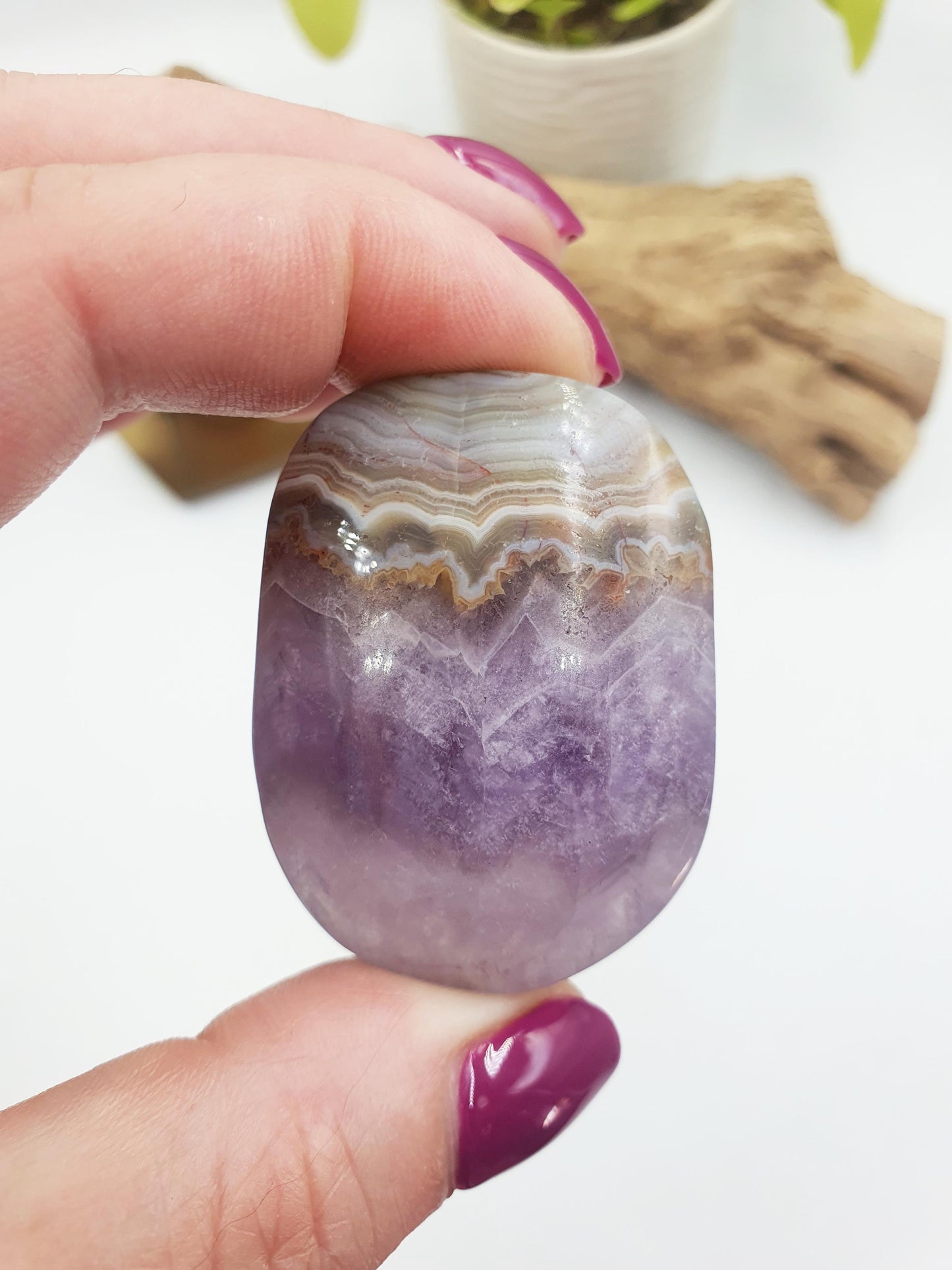 Cute Amethyst Agate Palm / Amethyst Agate Palm Stone / Amethyst Palm / Amethyst Agate / Reiki Crystal Palm - 50g